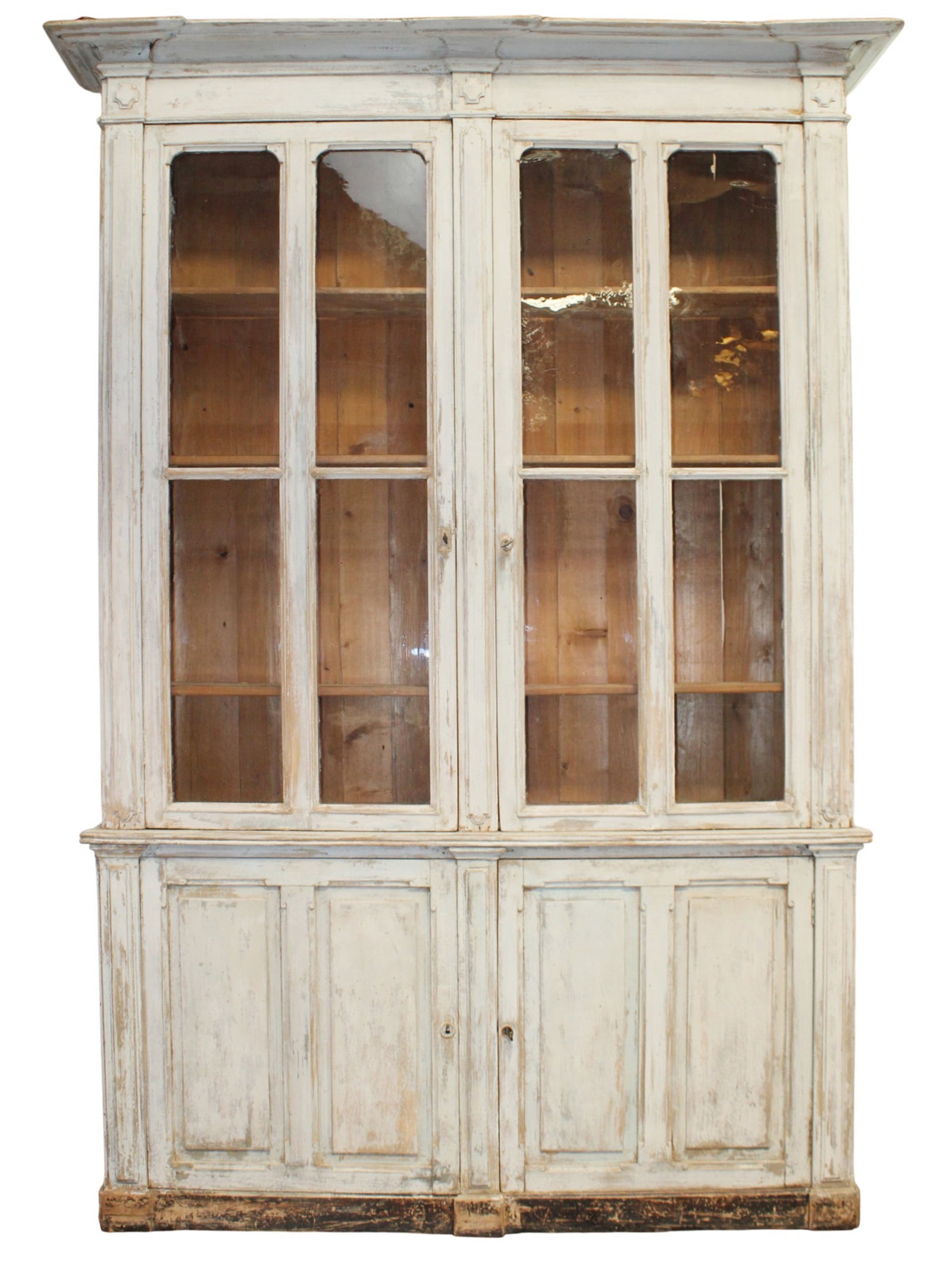 Large French 2 door bookcase in pine with painted finish (1 of 10)