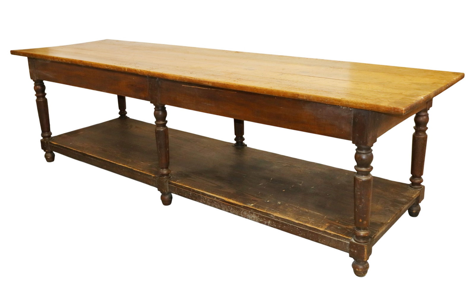 French drapers table in mixed woods (1 of 7)