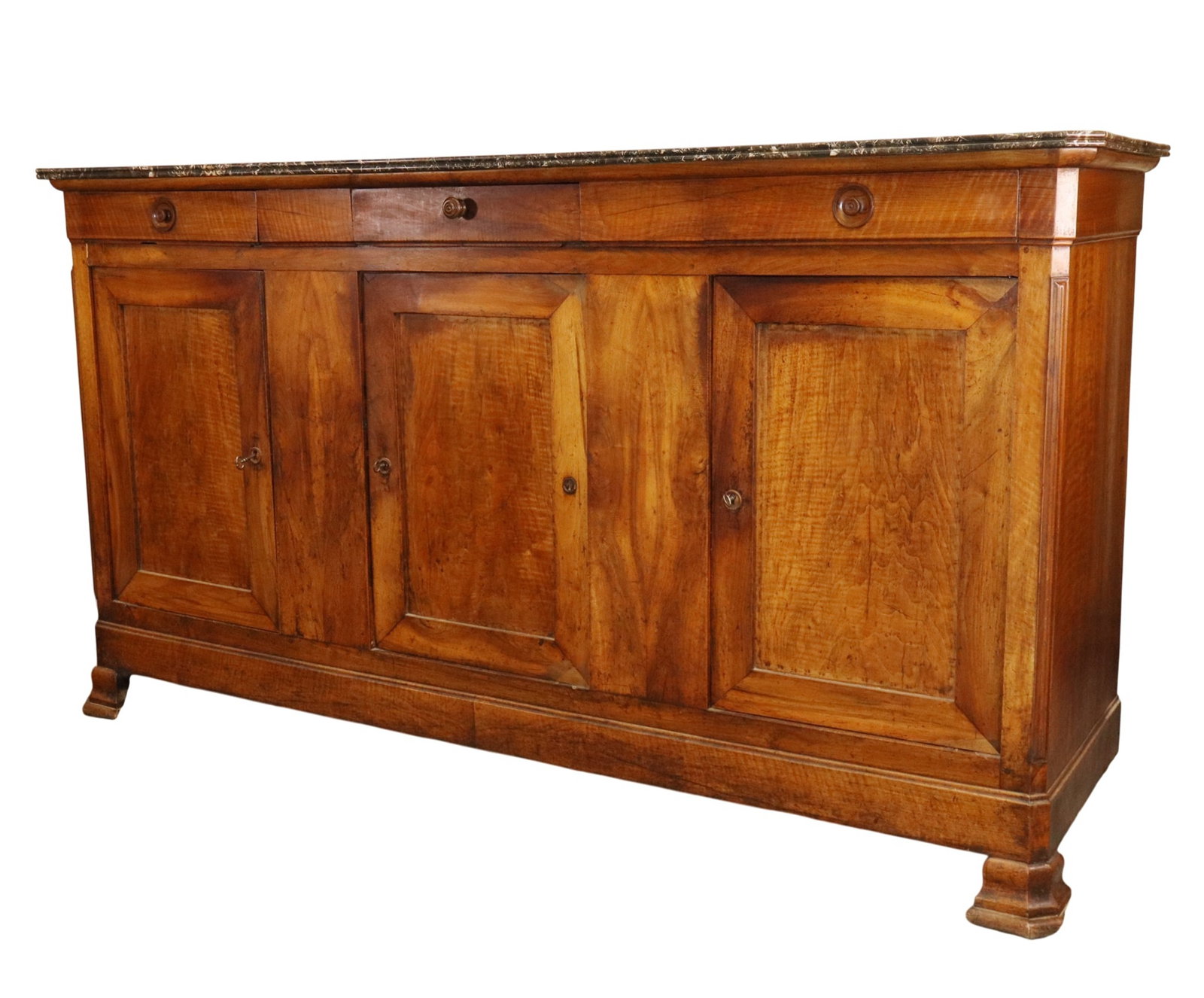 Large French Louis Philippe enfilade in chestnut with marble top (1 of 9)
