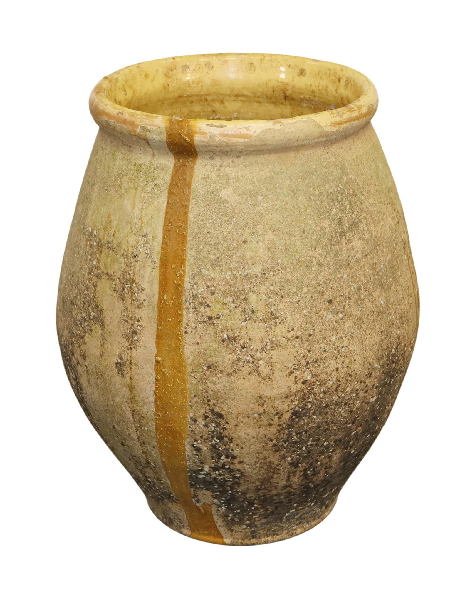 Large French glazed terra cotta Biot urn: Large French glazed terra cotta Biot urn. 31"h x 24"dia