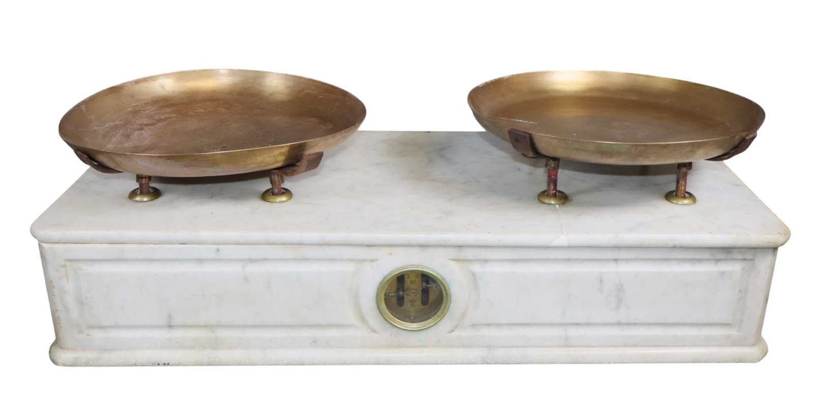 French countertop balance scale in white marble (1 of 10)