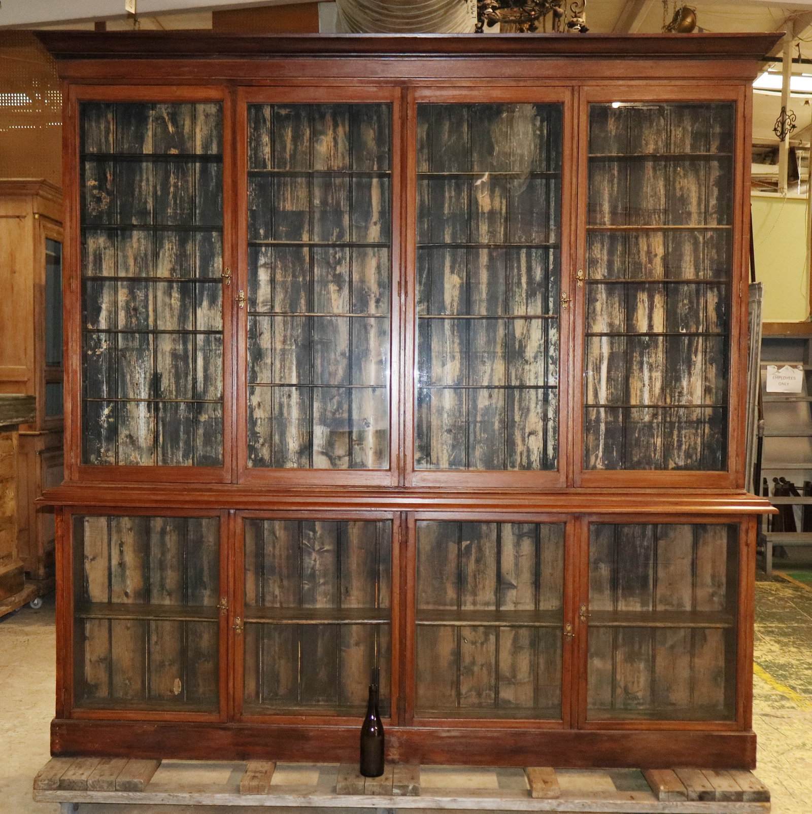 English pharmacy cabinet/bookcase with glass paned doors in mahogany - 2