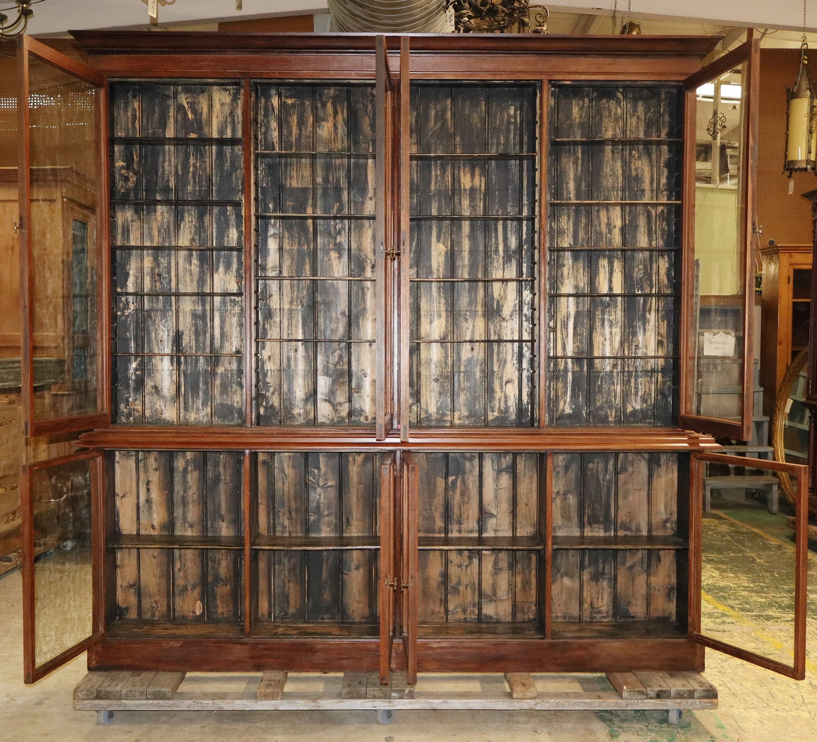 English pharmacy cabinet/bookcase with glass paned doors in mahogany - 3