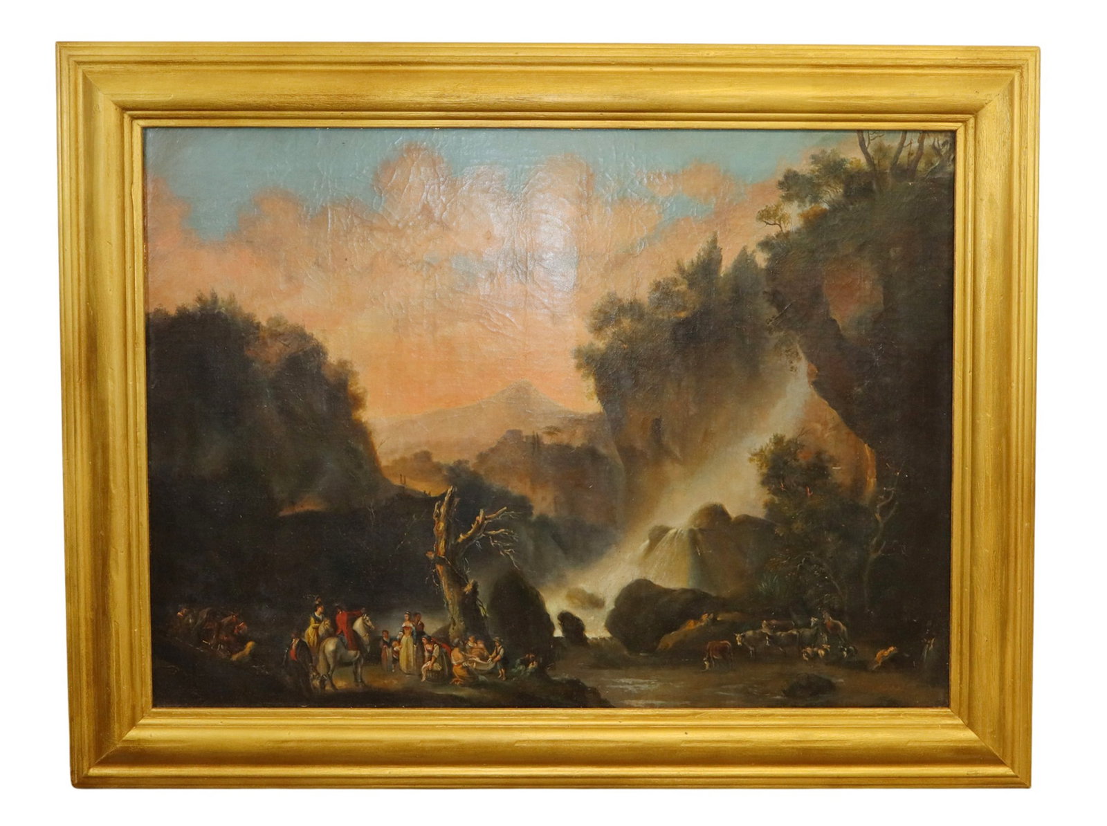 Oil on canvas landscape painting with waterfall (1 of 5)