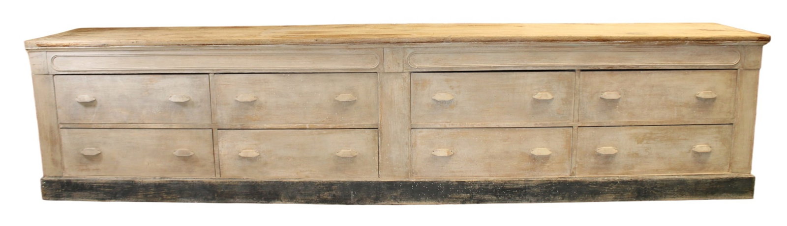 12' long French painted pine multi drawer store counter (1 of 12)