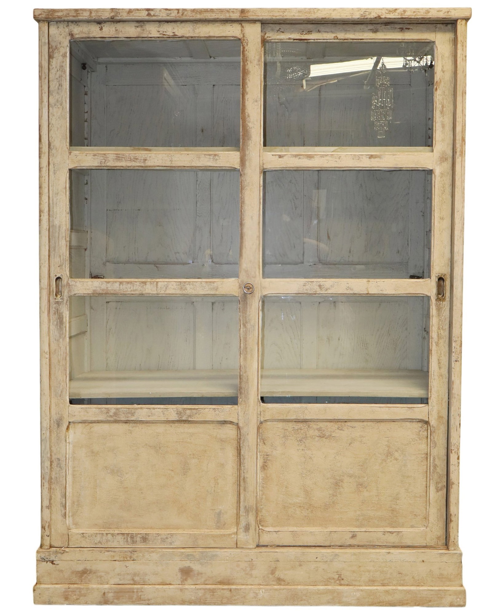 French sliding door bookcase in oak with painted finish (1 of 9)