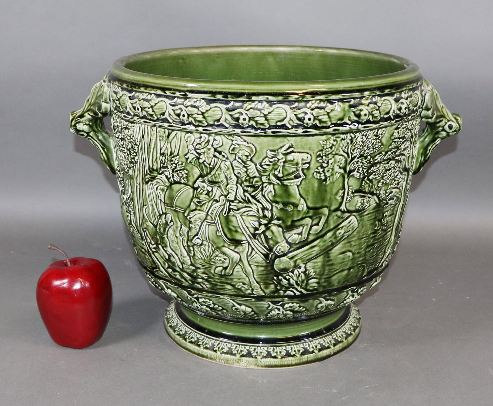 French glazed ceramic cache pot - 2