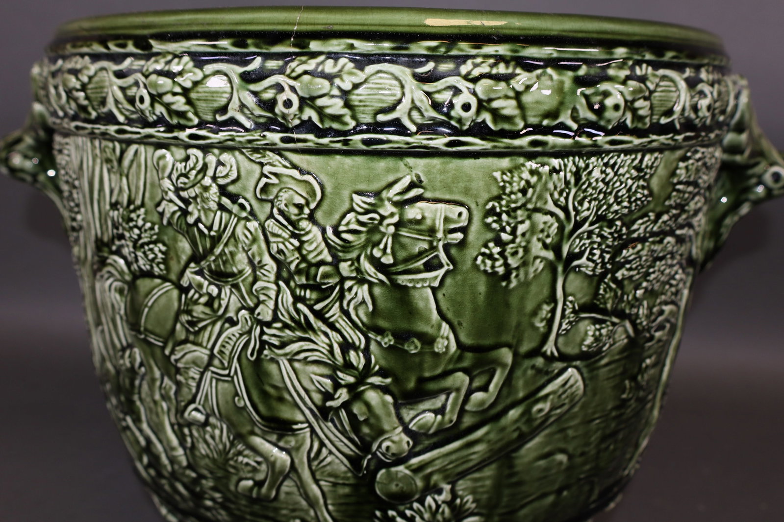 French glazed ceramic cache pot - 3