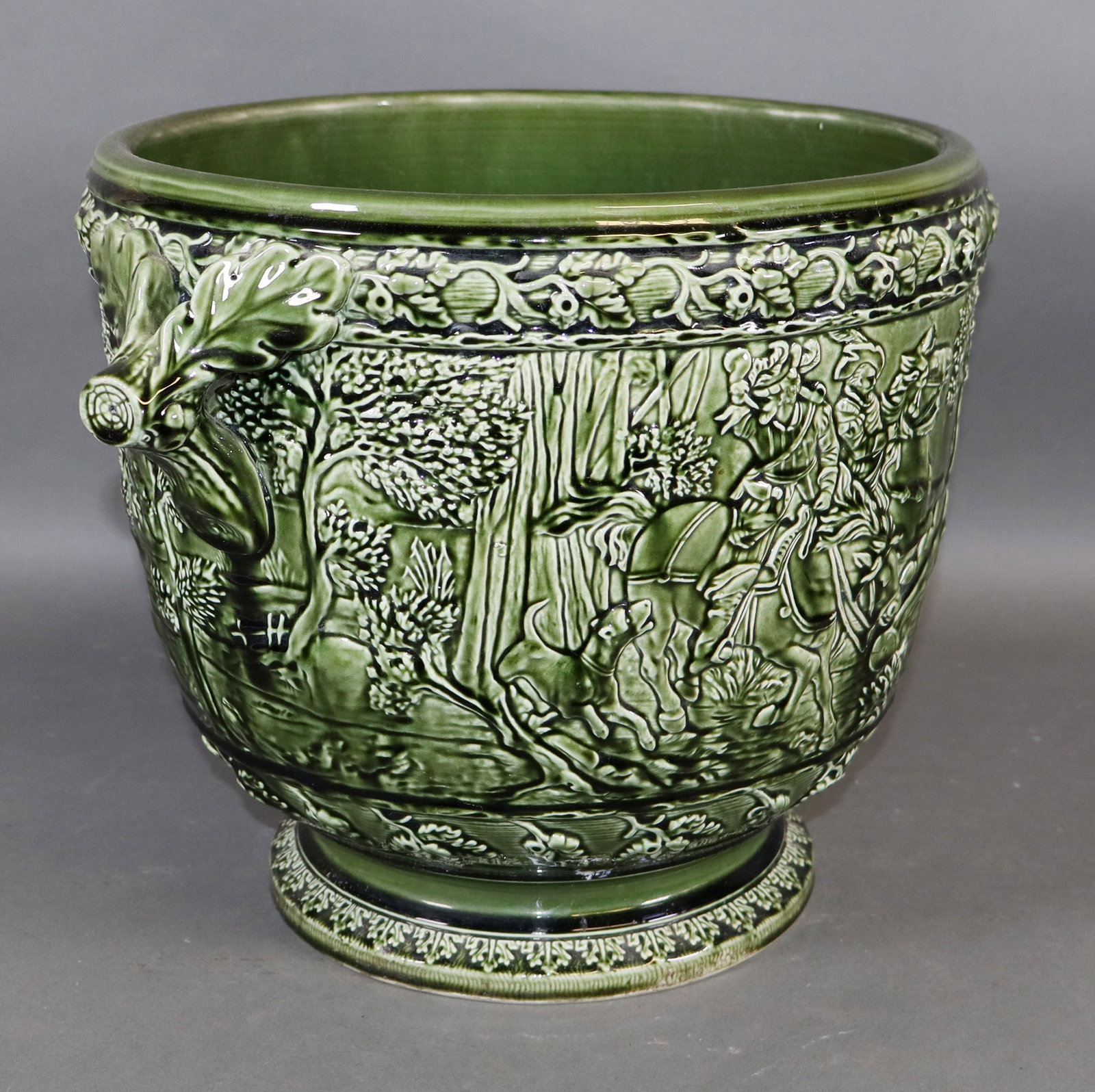 French glazed ceramic cache pot - 4
