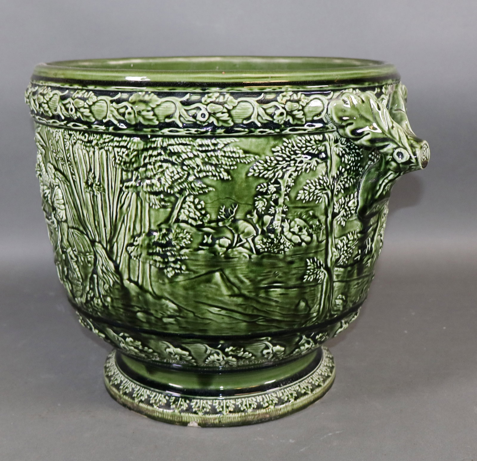 French glazed ceramic cache pot - 5