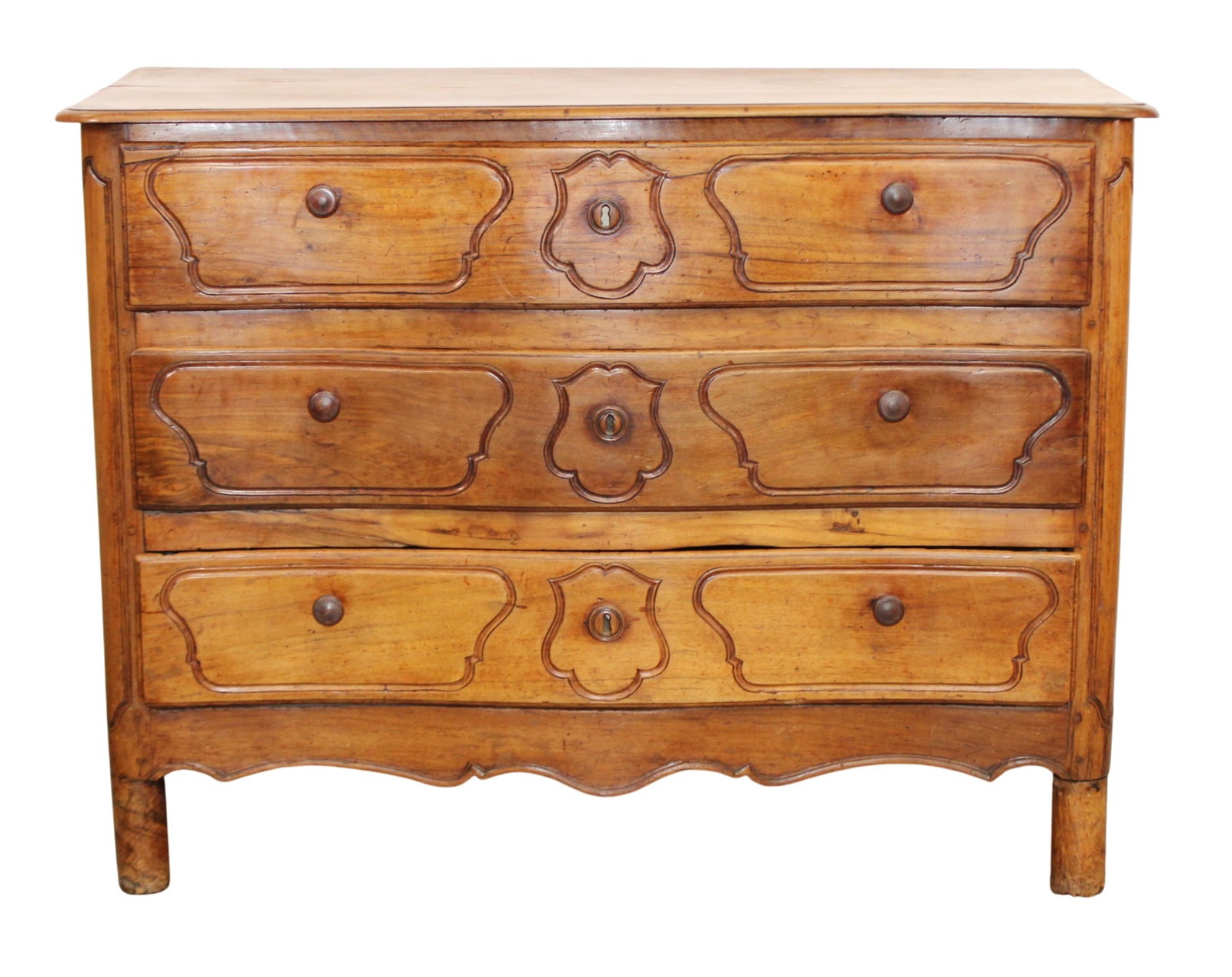 French Provincial 3 drawer commode in walnut (1 of 8)