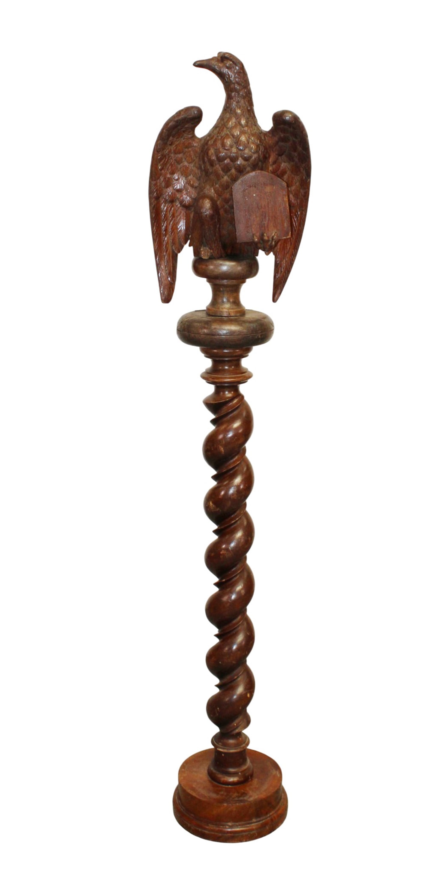 French carved oak eagle sculpture on a barley twist pedestal (1 of 7)