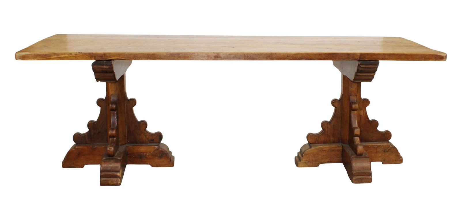French oak refectory table on 4 sided cross bases (1 of 12)