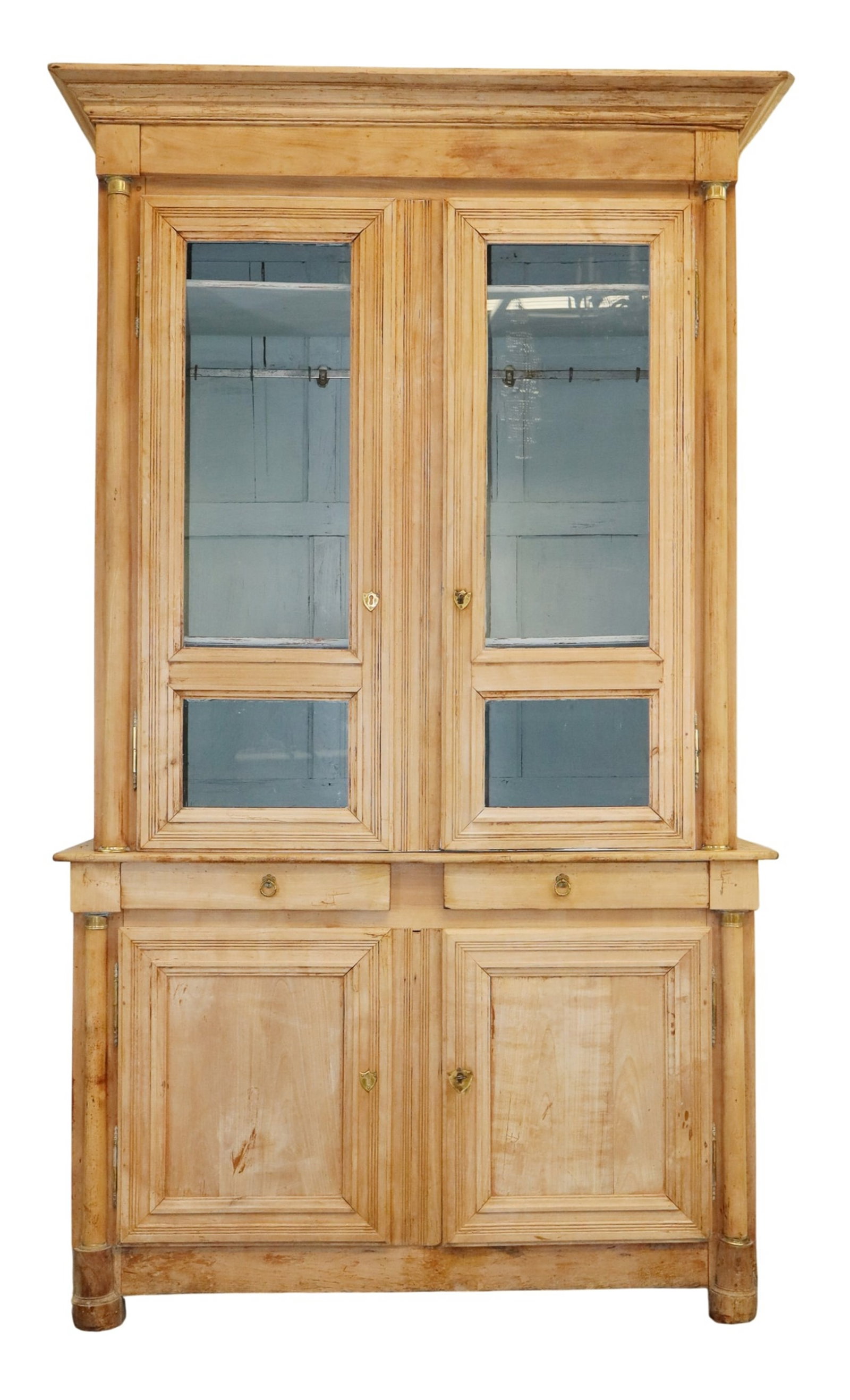 French Directoire buffet deux corps bookcase in bleached walnut (1 of 10)
