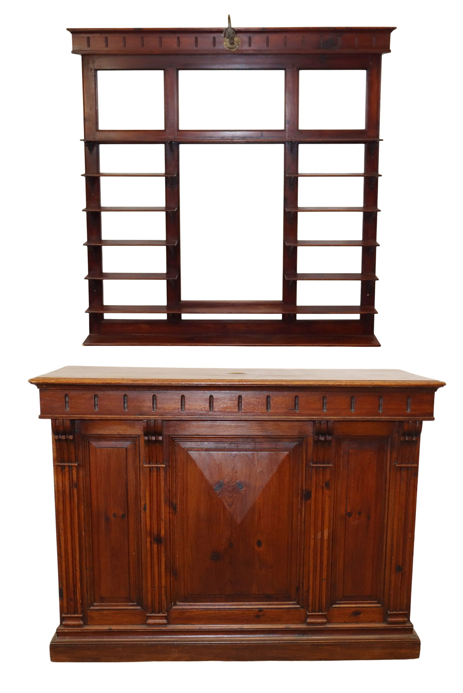 French bistro front bar in pine with wall mount back bar (1 of 12)