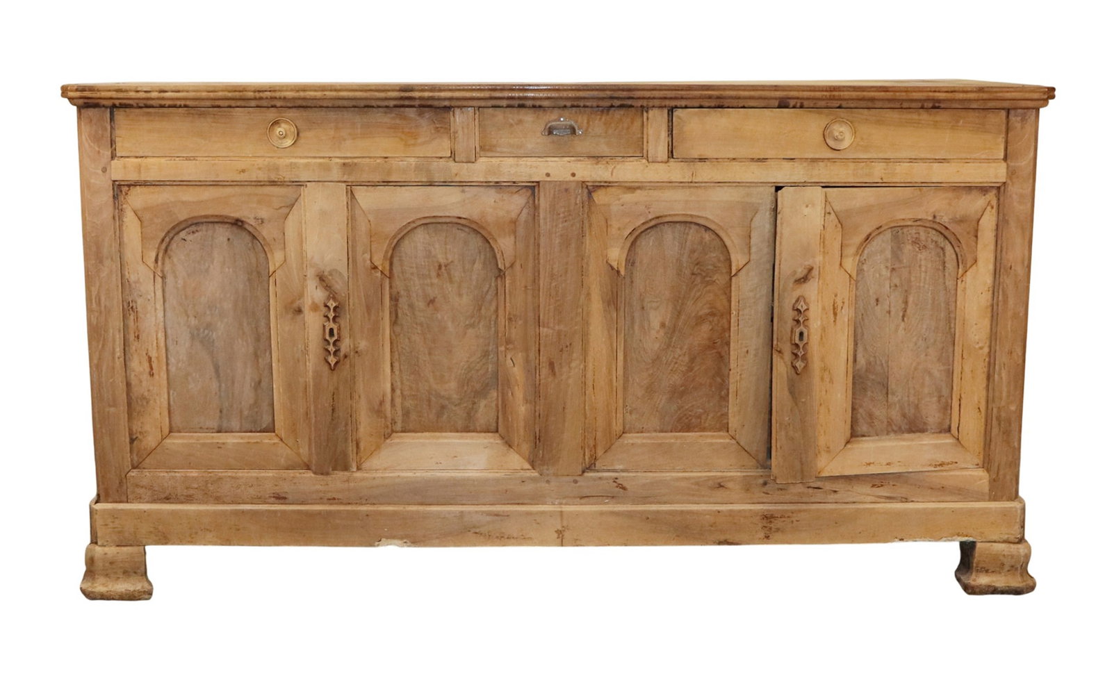 French Louis Philippe enfilade in bleached walnut: French Louis Philippe enfilade in bleached walnut. 19th century. 42 1/2"h x 79 1/4"w x 25"d
