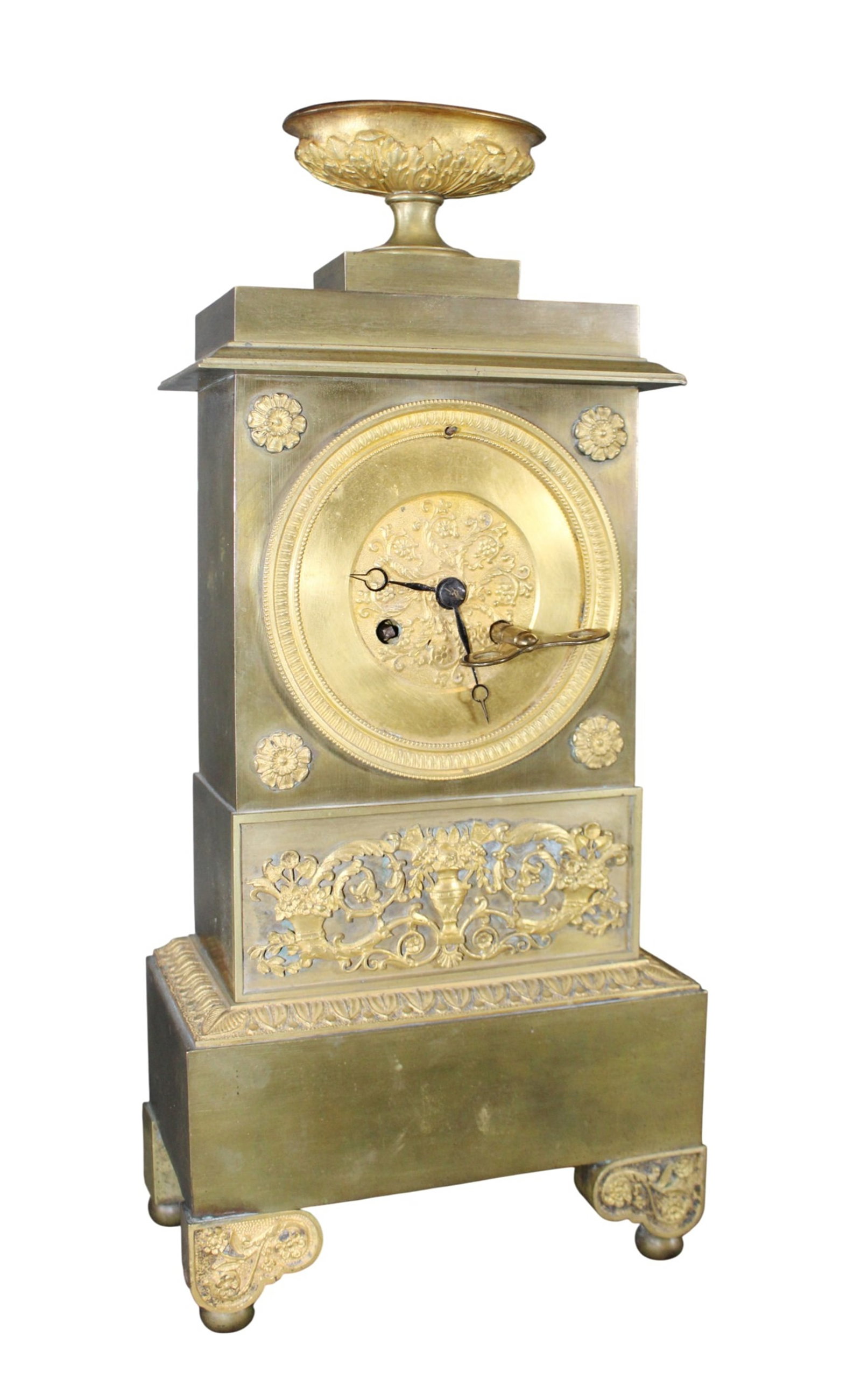 French Empire mantel clock in bronze with decorative urn (1 of 9)