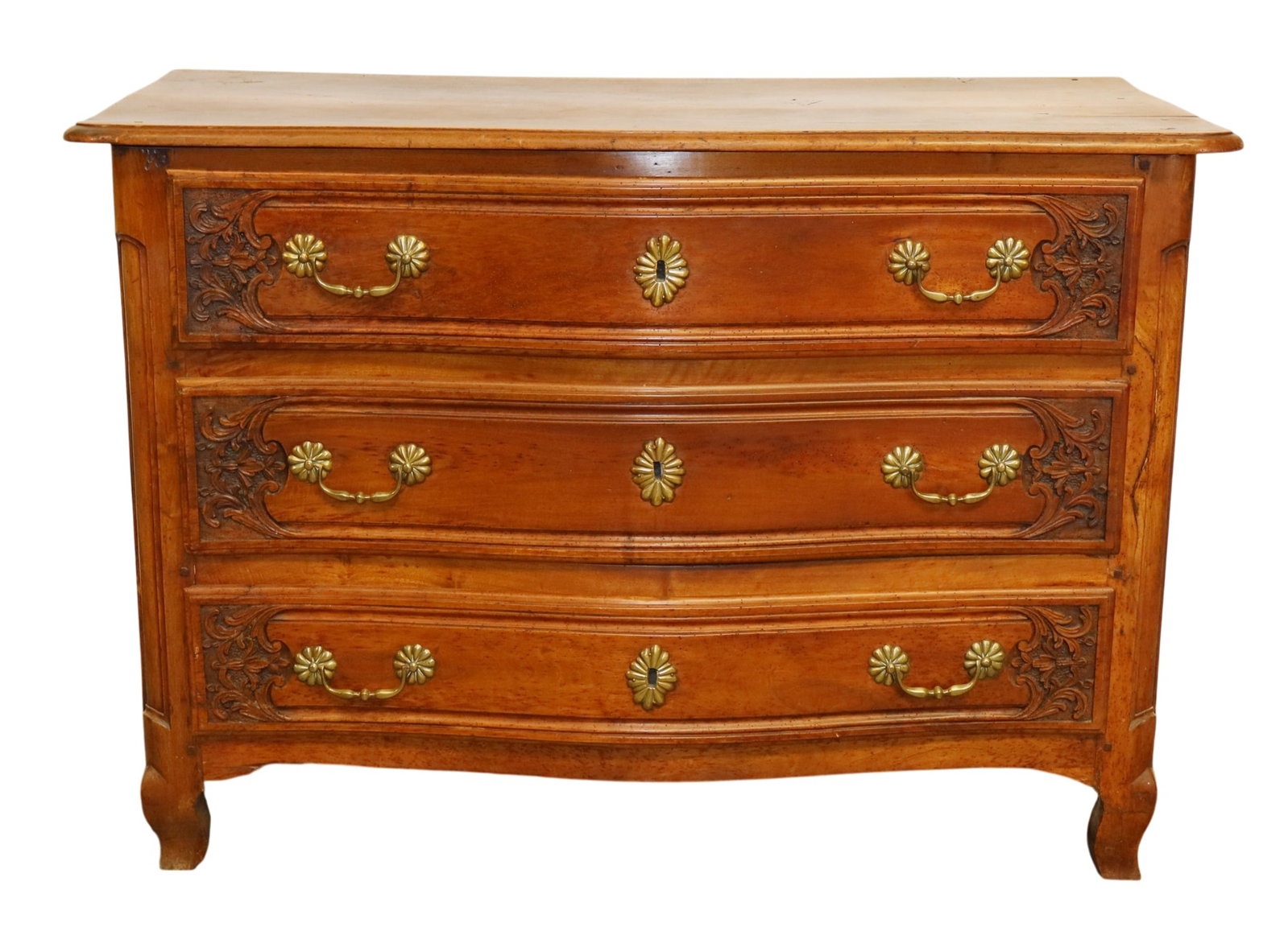 French Louis XV commode in walnut with brass hardware (1 of 5)