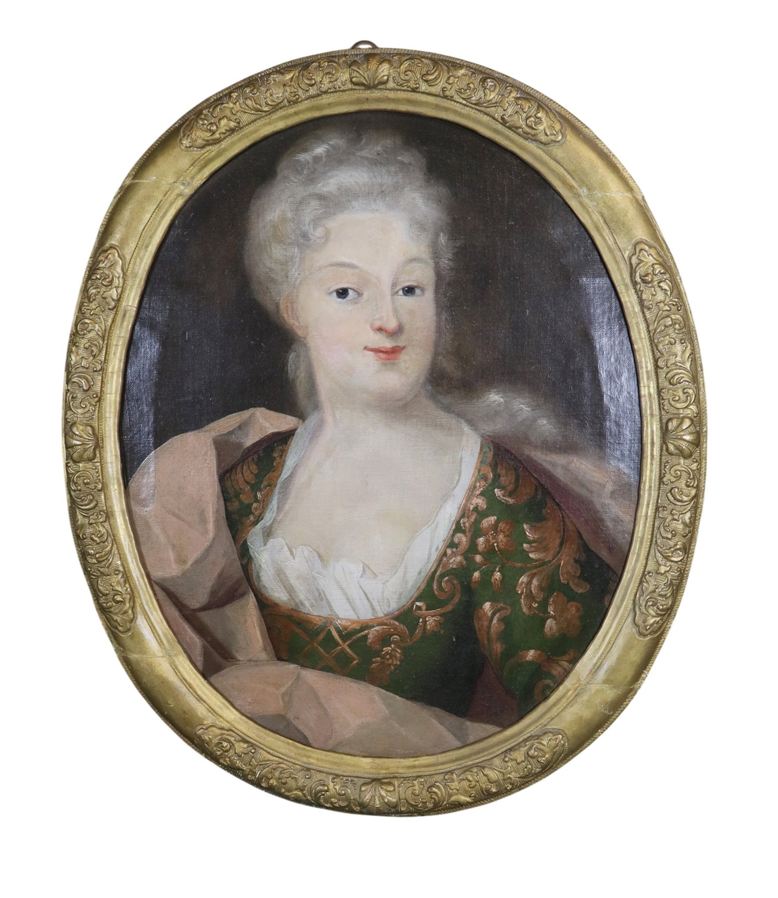 Oil on canvas portrait painting of woman: Oil on canvas portrait painting of woman. Unsigned. 19th century. Framed: 23"h x 19"w Sight: 19"h x 15 1/2"w Weight: 3lbs