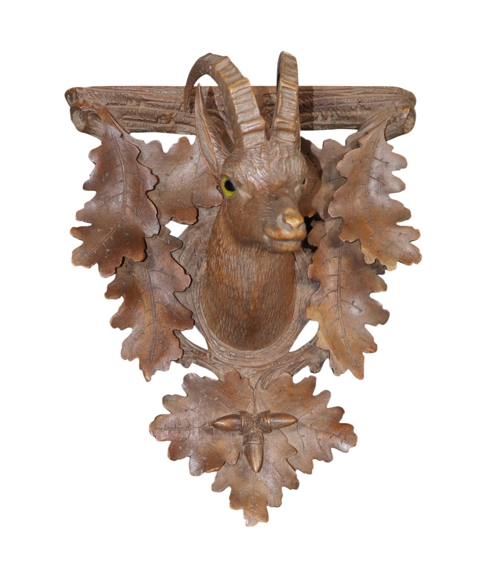 Black Forest carved alpine deer in walnut with glass eyes (1 of 6)
