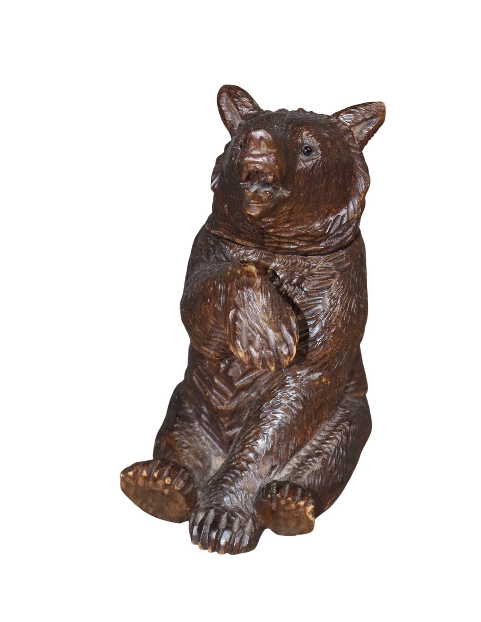 Small carved Black Forest bear inkwell (1 of 6)