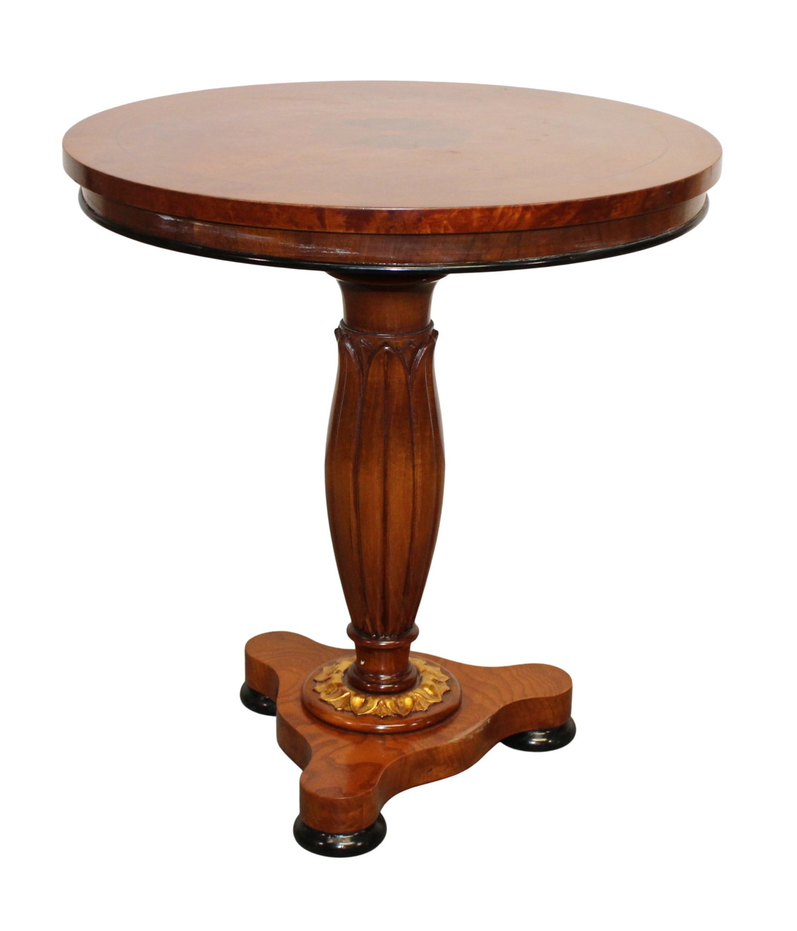 Hilda Flack gueridon table with pedestal base and burled top with inlaid flower (1 of 7)