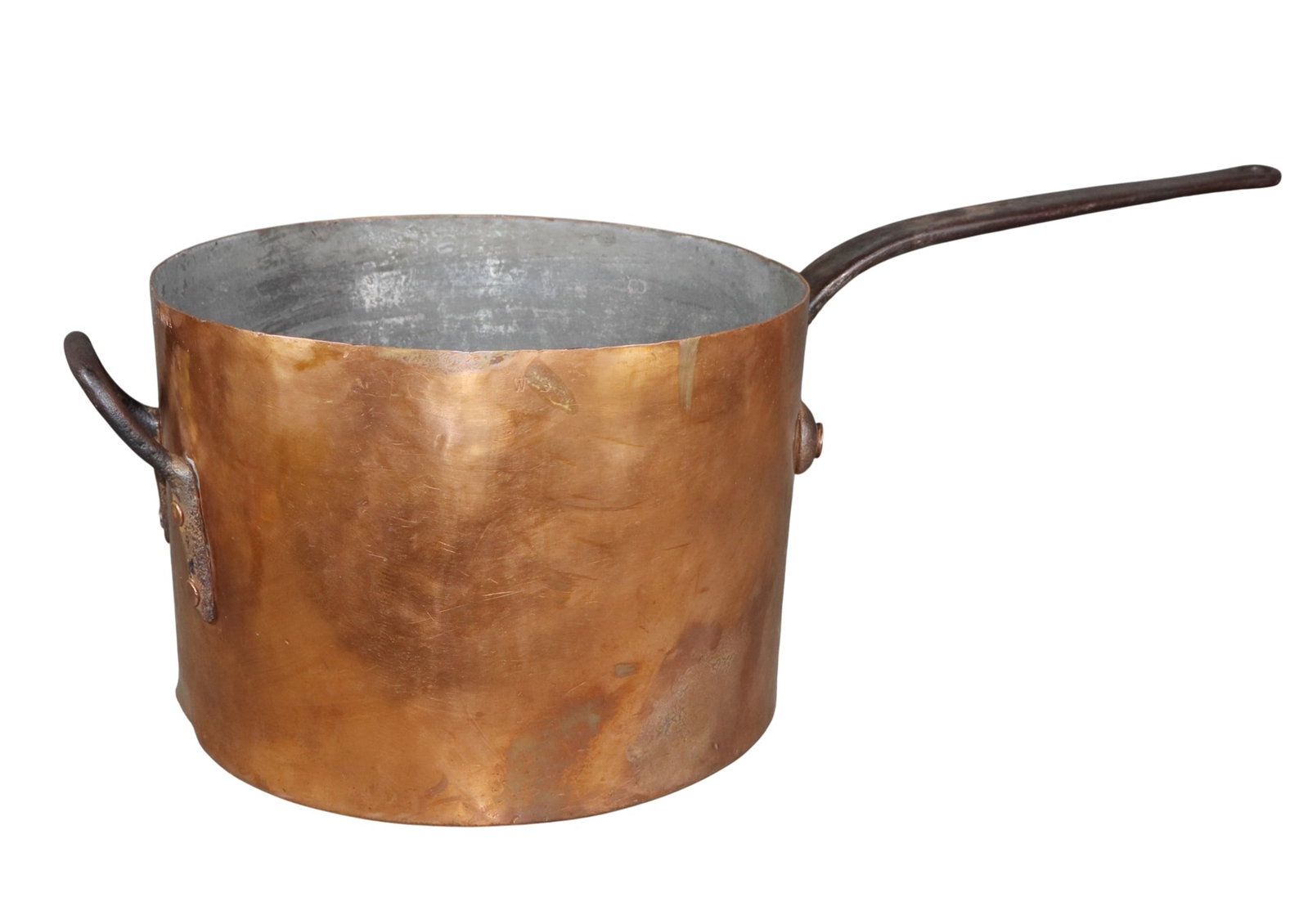 Huge American V. Olac & Sons Phila copper saucepan with iron handle (1 of 16)