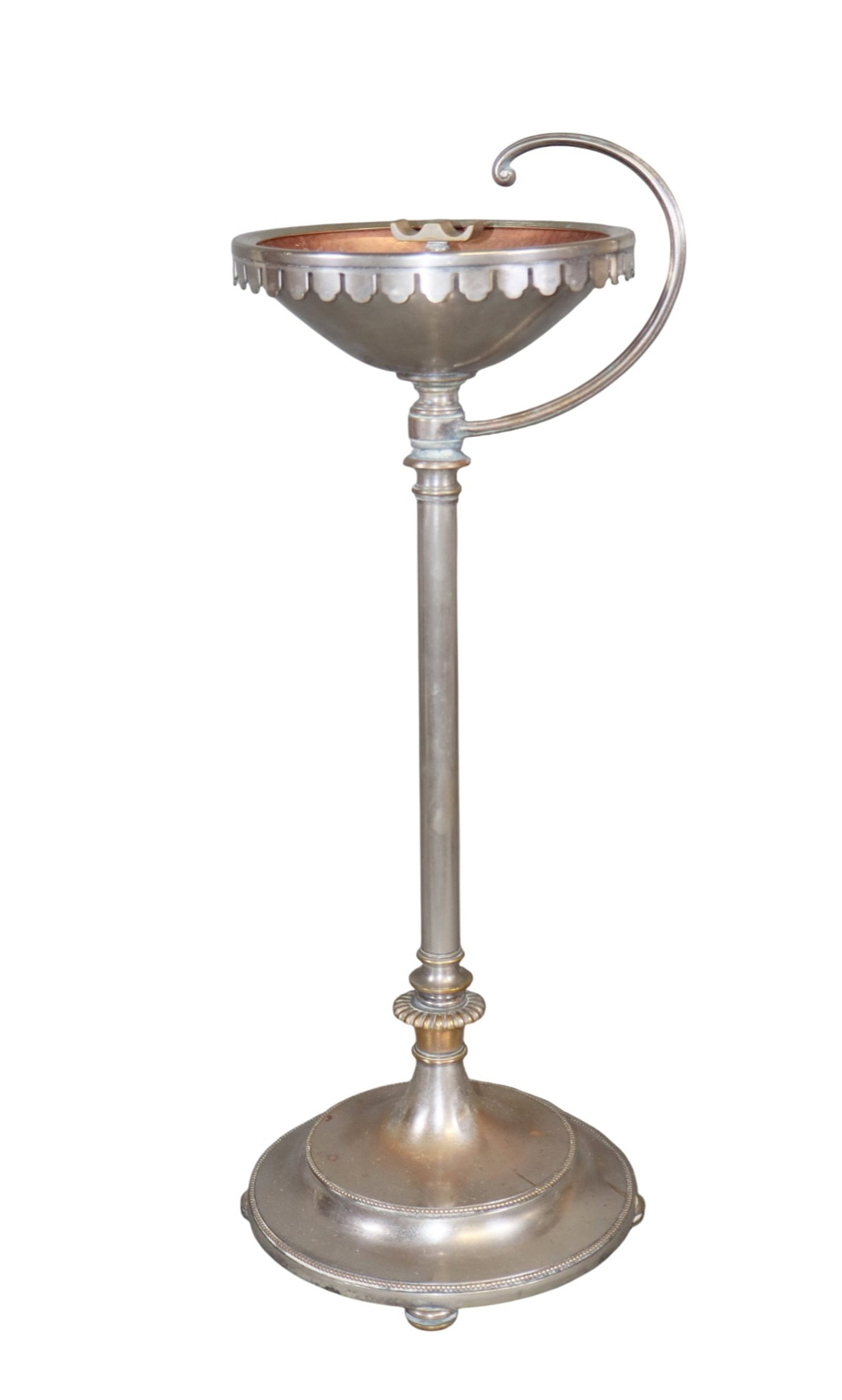 American silverplate cigarette stand from the States Hotel with hammered copper ashtray (1 of 6)