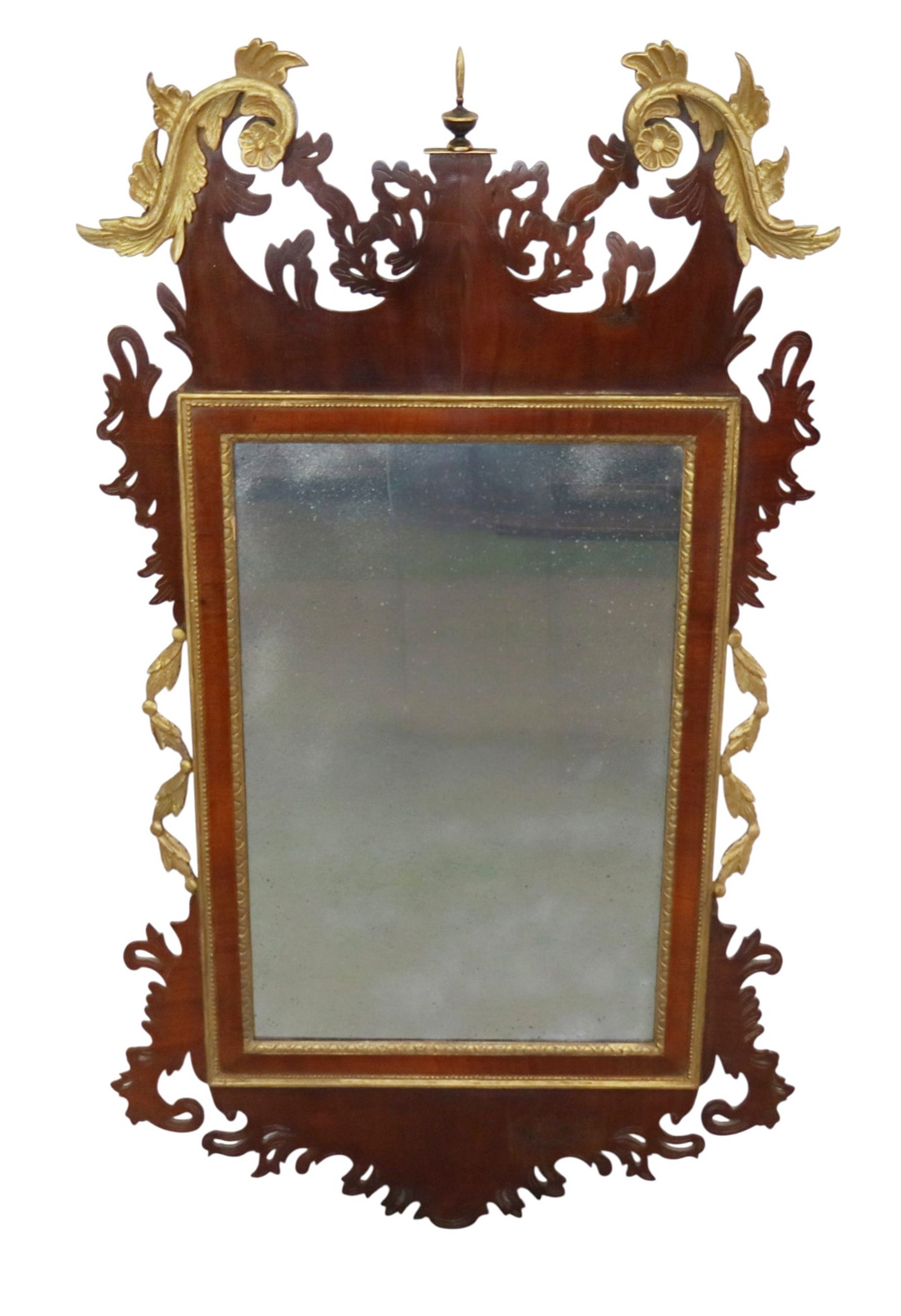 Chippendale style carved mahogany mirror with gilt accents (1 of 5)