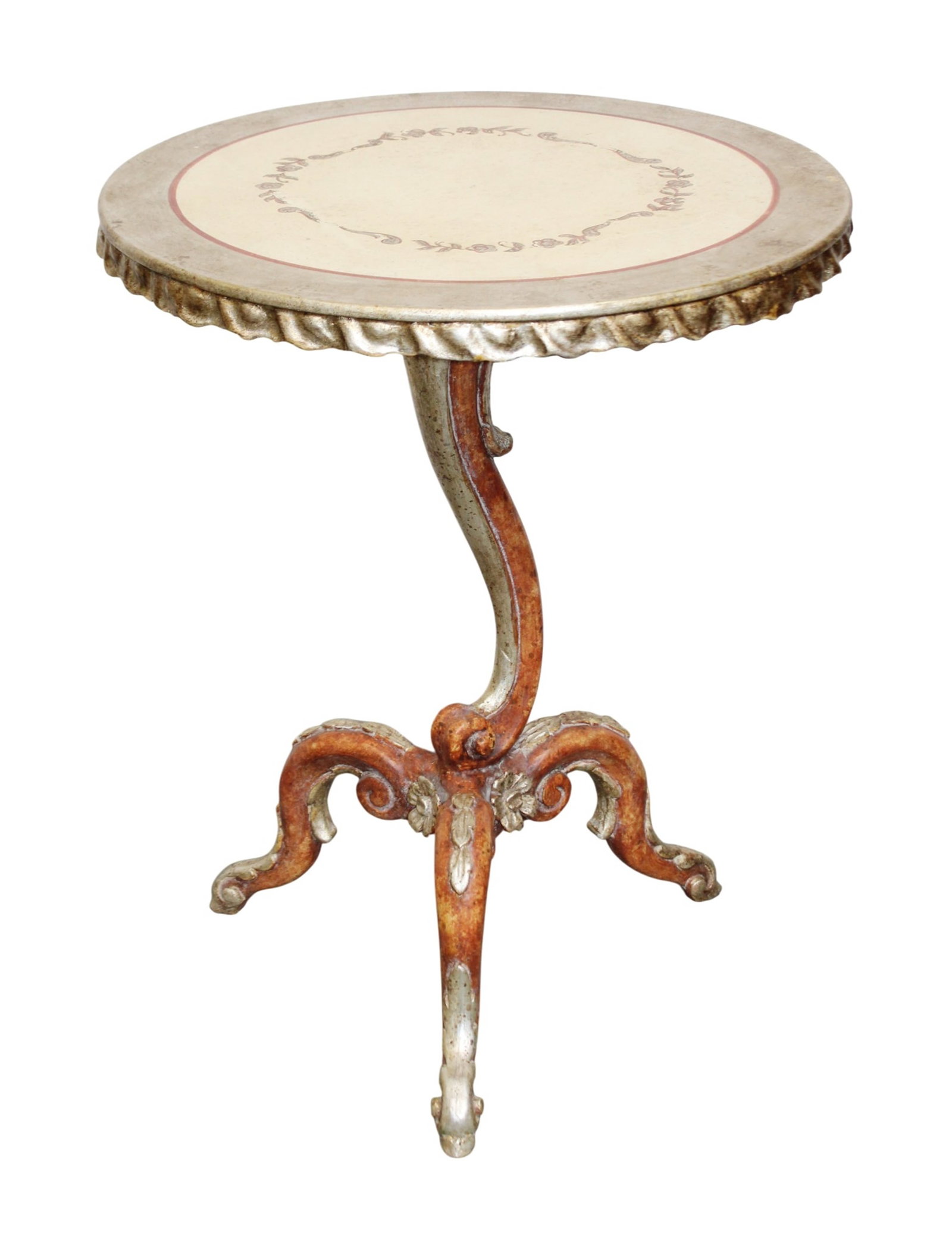 Italian gilt and painted gueridon side table on pedestal tripped base (1 of 8)