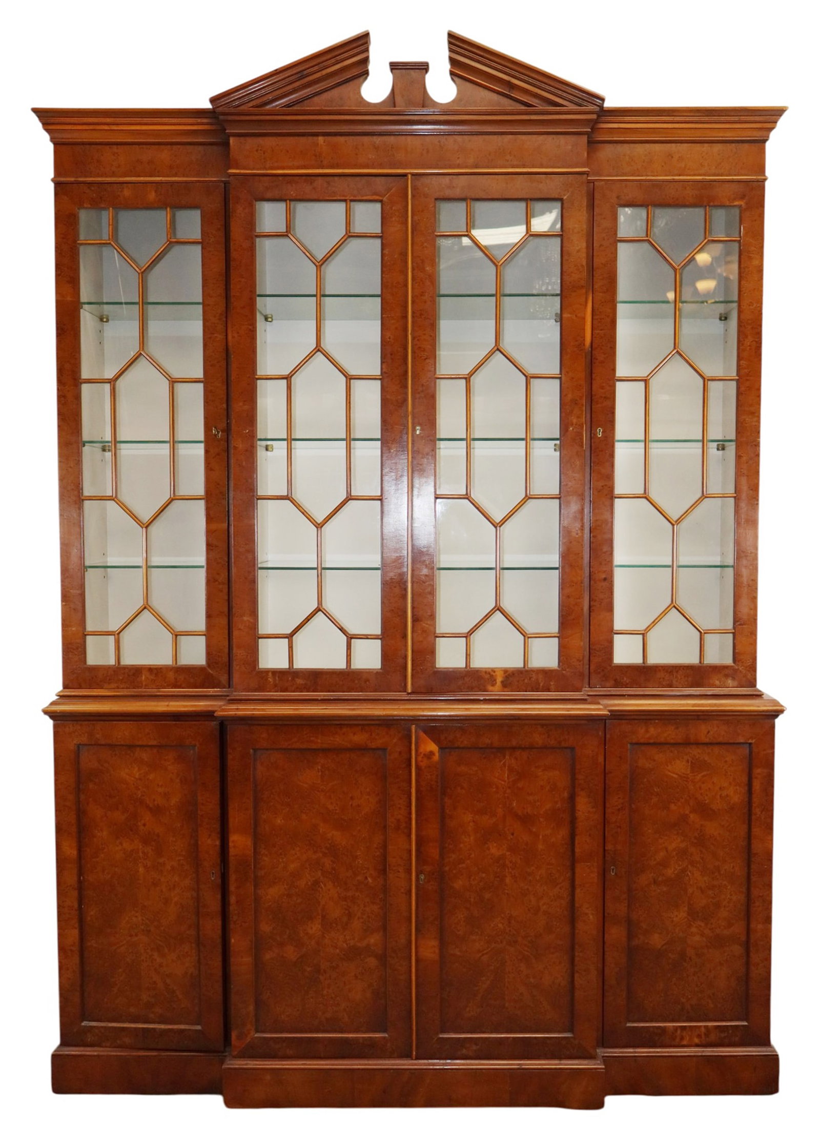 Smith & Watson Chippendale style breakfront in yew wood (1 of 5)