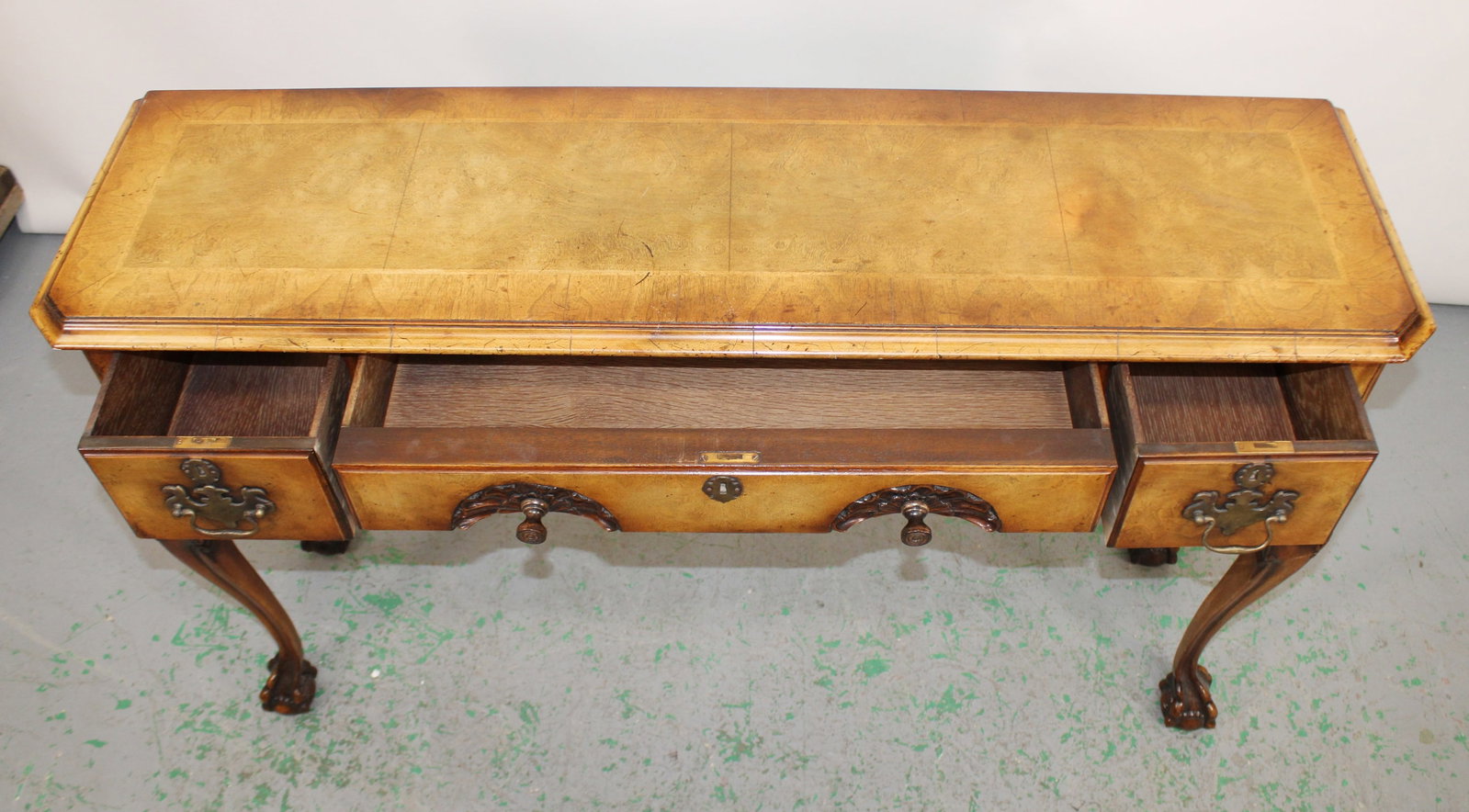 Chippendale style 3 drawer console table - 5