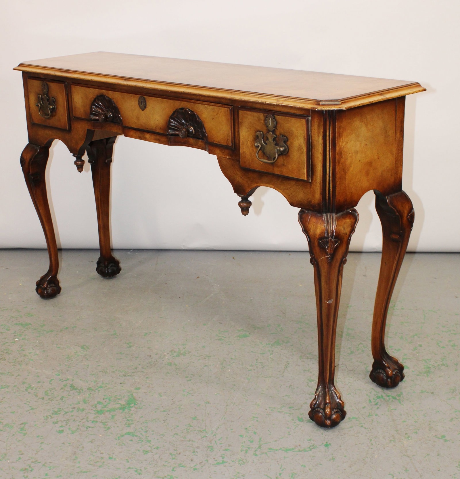 Chippendale style 3 drawer console table - 6