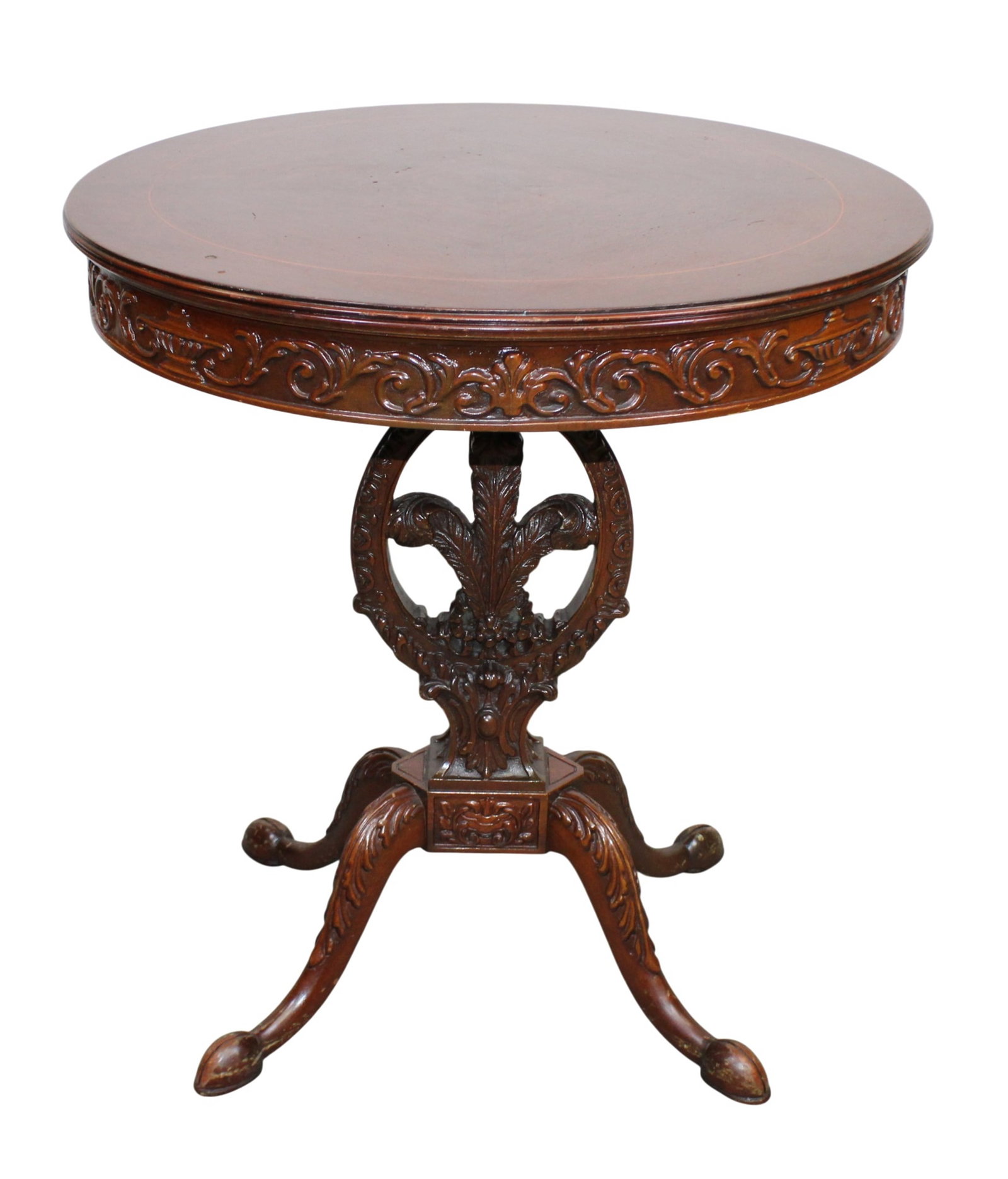 Mahogany side table on pierce carved fleur de lys base (1 of 9)