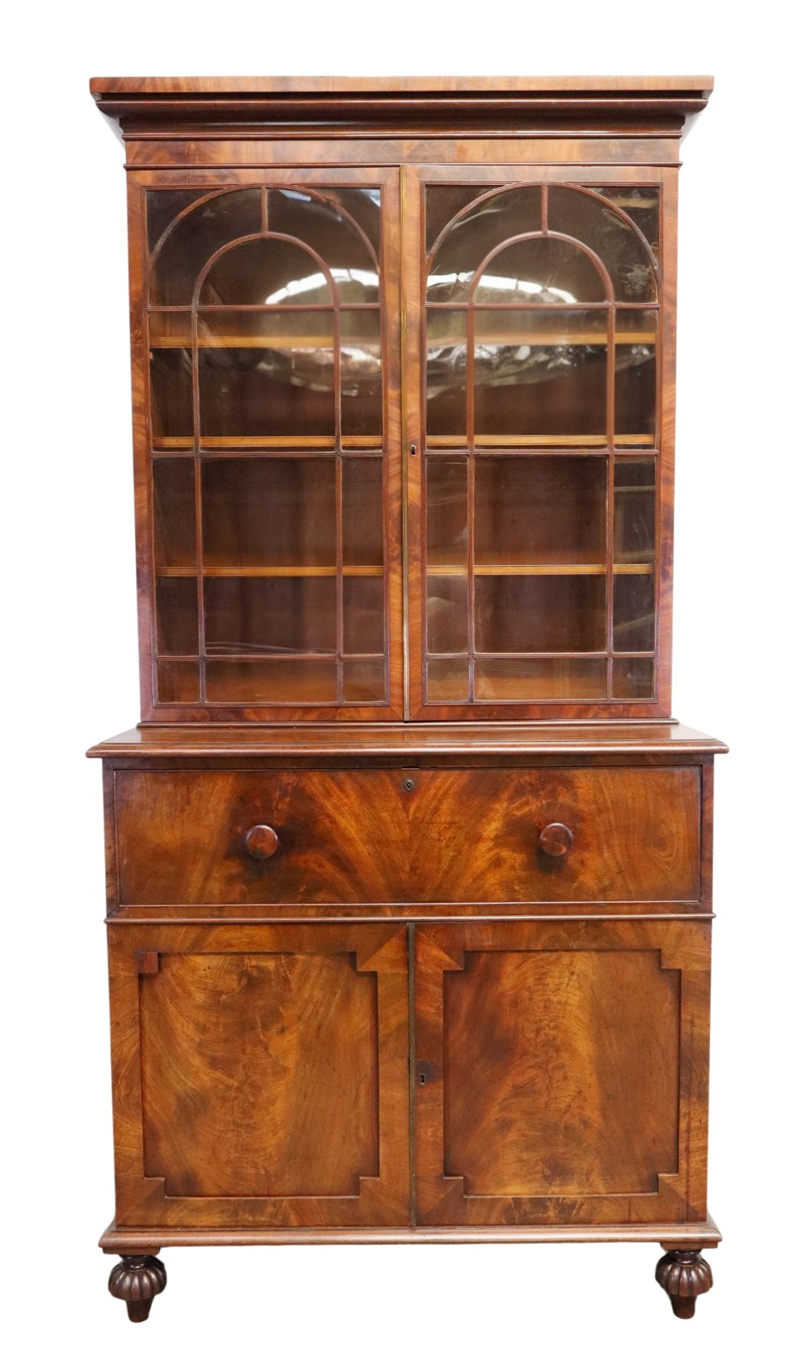 English Regency bookcase secretary in mahogany (1 of 12)