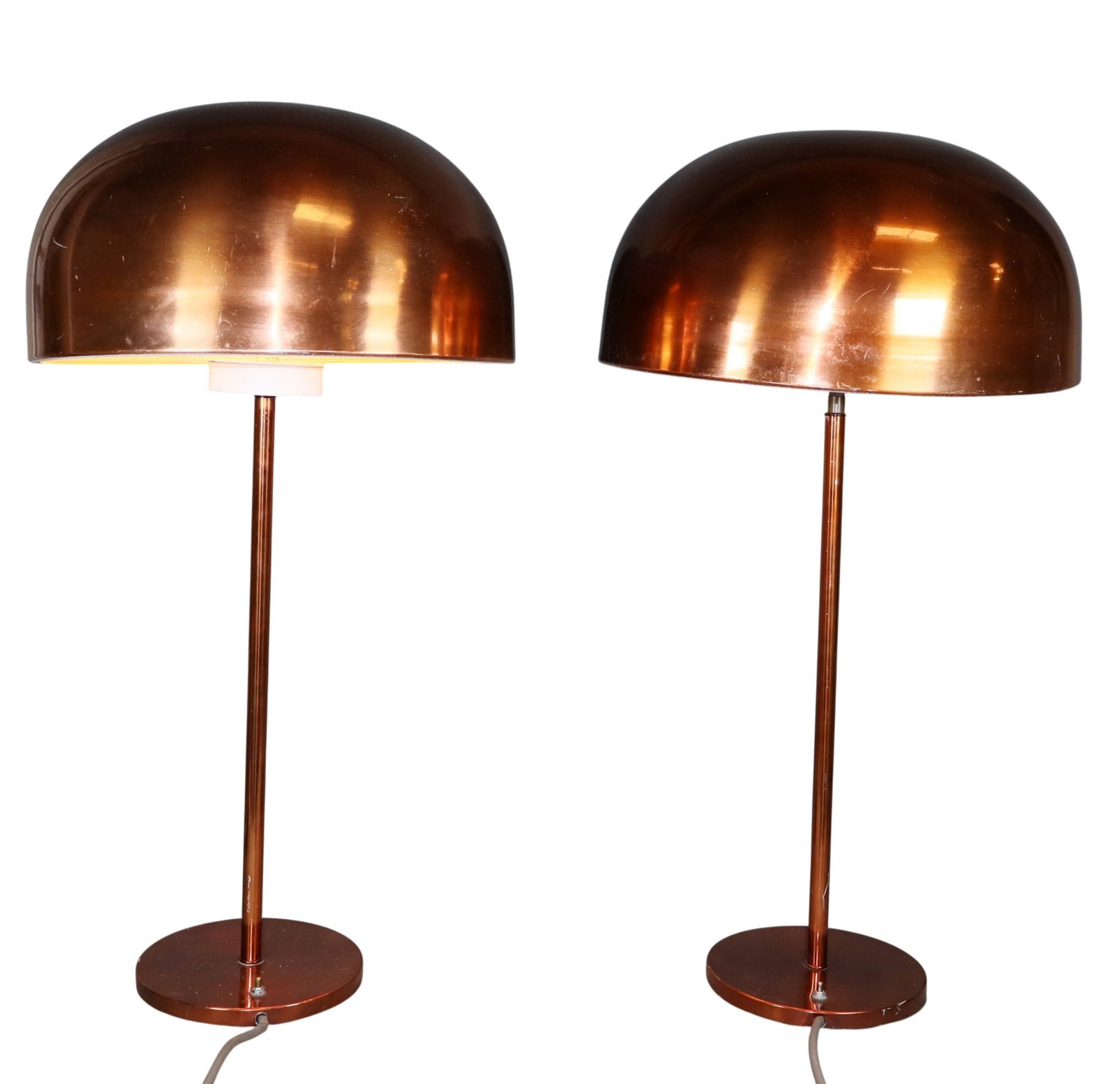 Companion pair of mushroom lamps in anodized copper over steel (1 of 8)