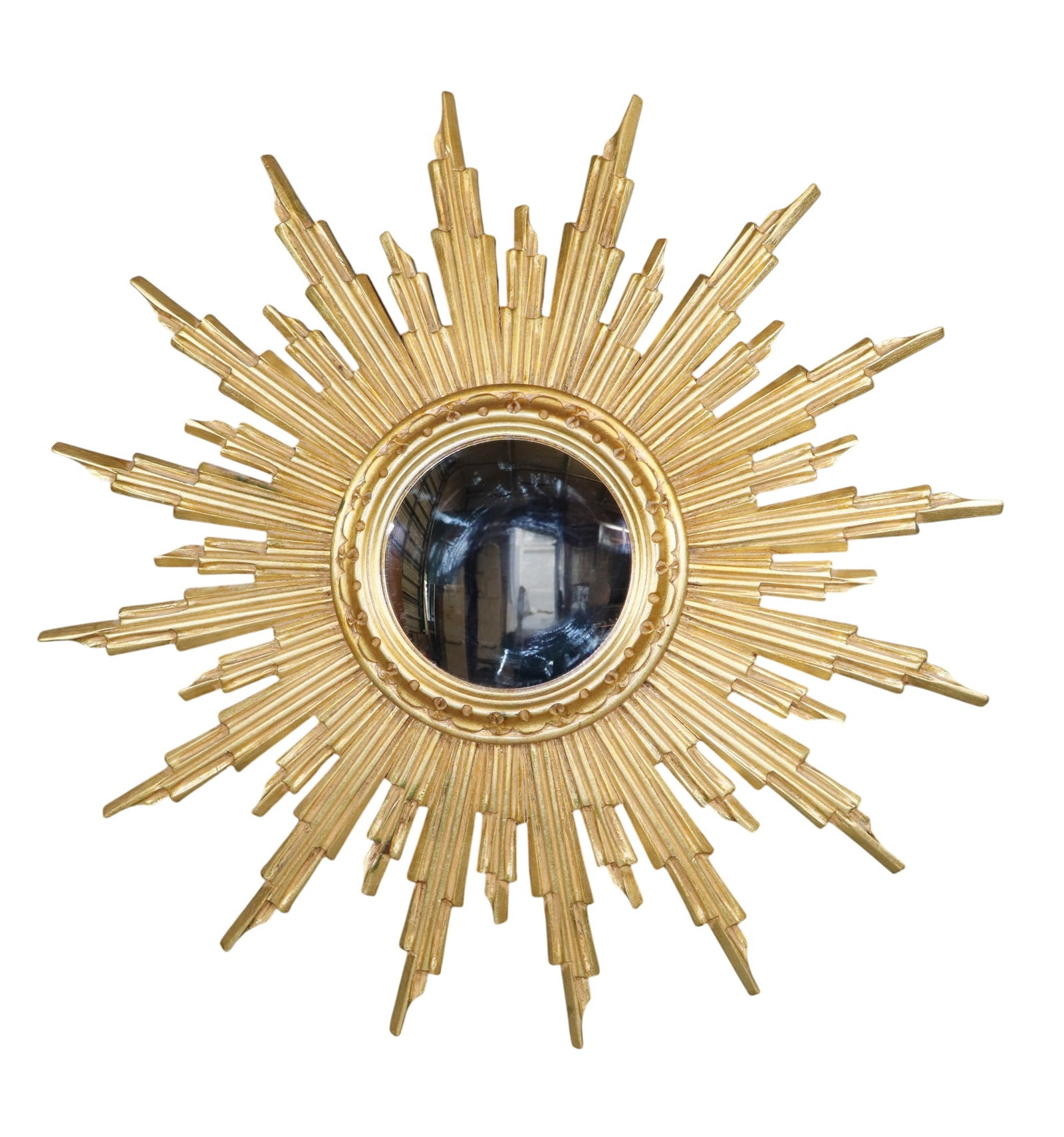 French giltwood sunburst mirror with concave mirror (1 of 5)