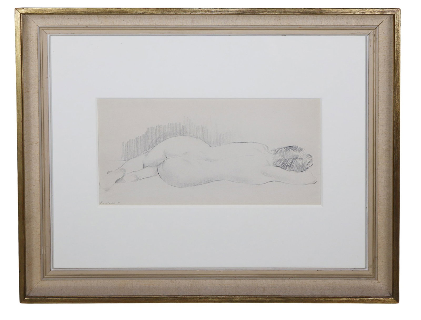 Female nude pencil on paper drawing by Rudolf Anton Benatchke - signed and dated '56 l/l (1 of 6)