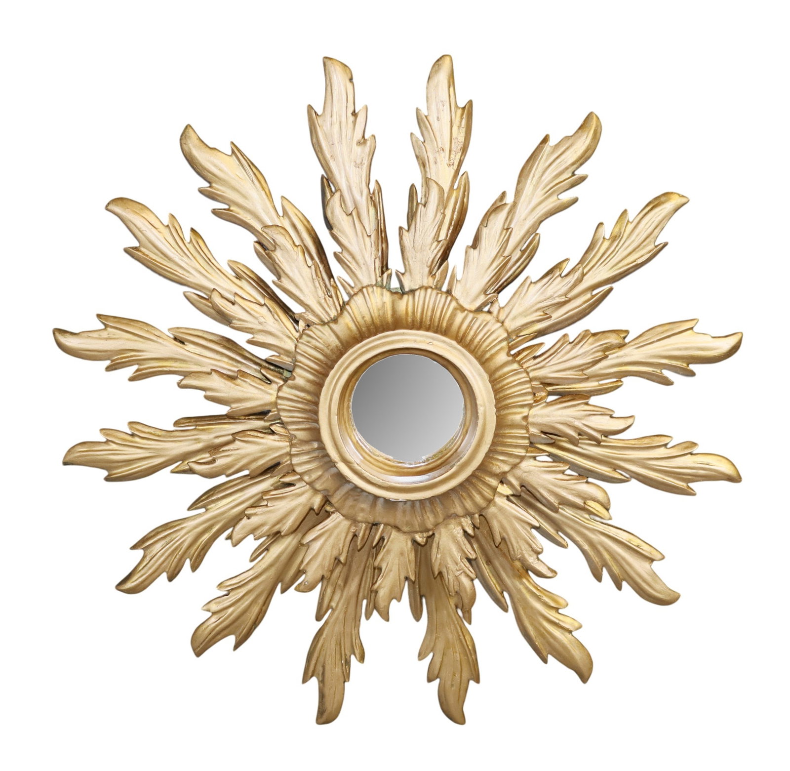 French giltwood 2 tier sunburst mirror with convex glass (1 of 5)