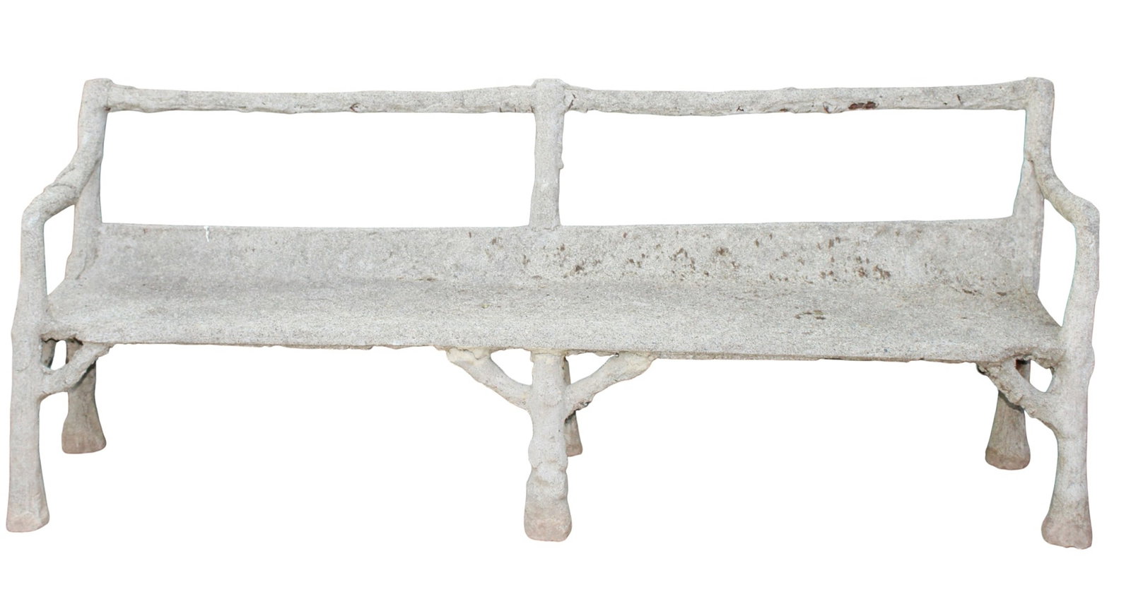 French faux bois concrete garden bench with arms (1 of 9)