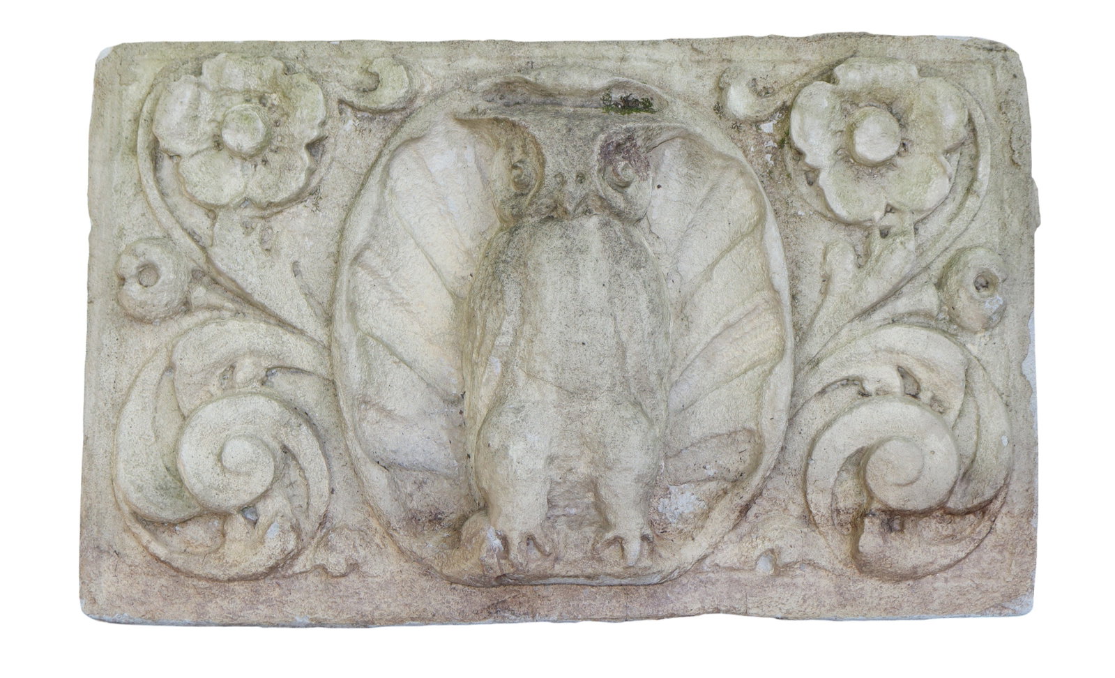 Cut stone architectural fragment with owl (1 of 6)