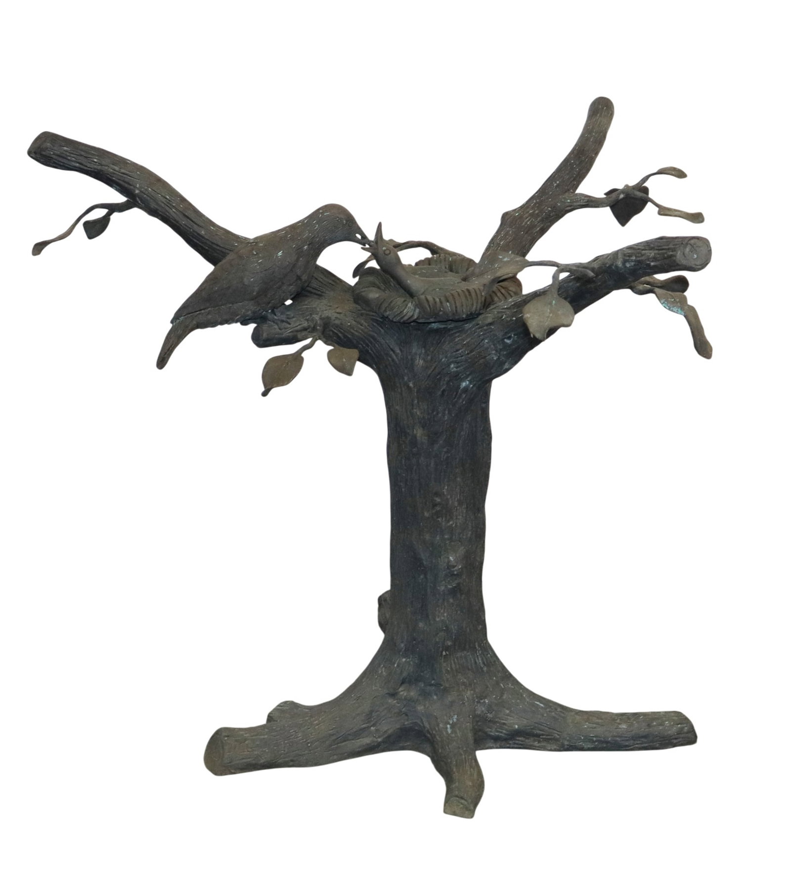 Bronze Naturalistic form table base with bird (1 of 6)