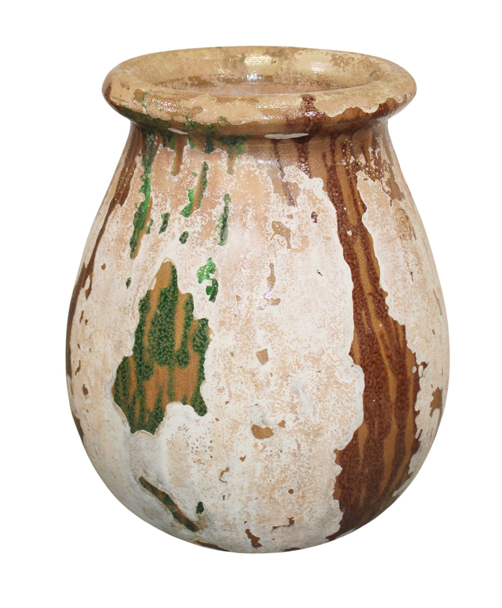 French Provincial terra cotta olive oil biot jar: French Provincial terra cotta olive oil biot jar. 27"h x 22" dia overall