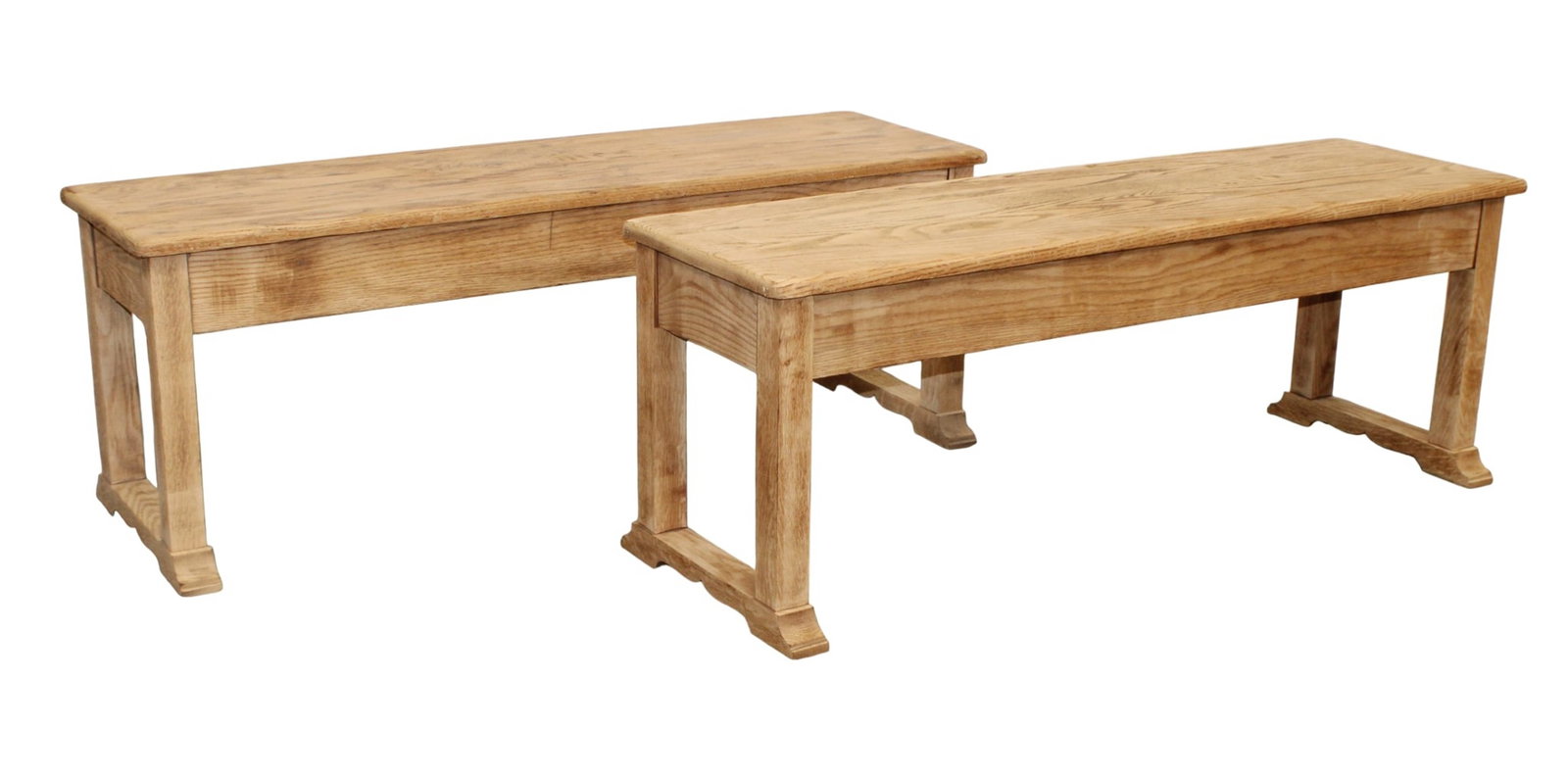 Pair of bleached oak backless benches (1 of 9)