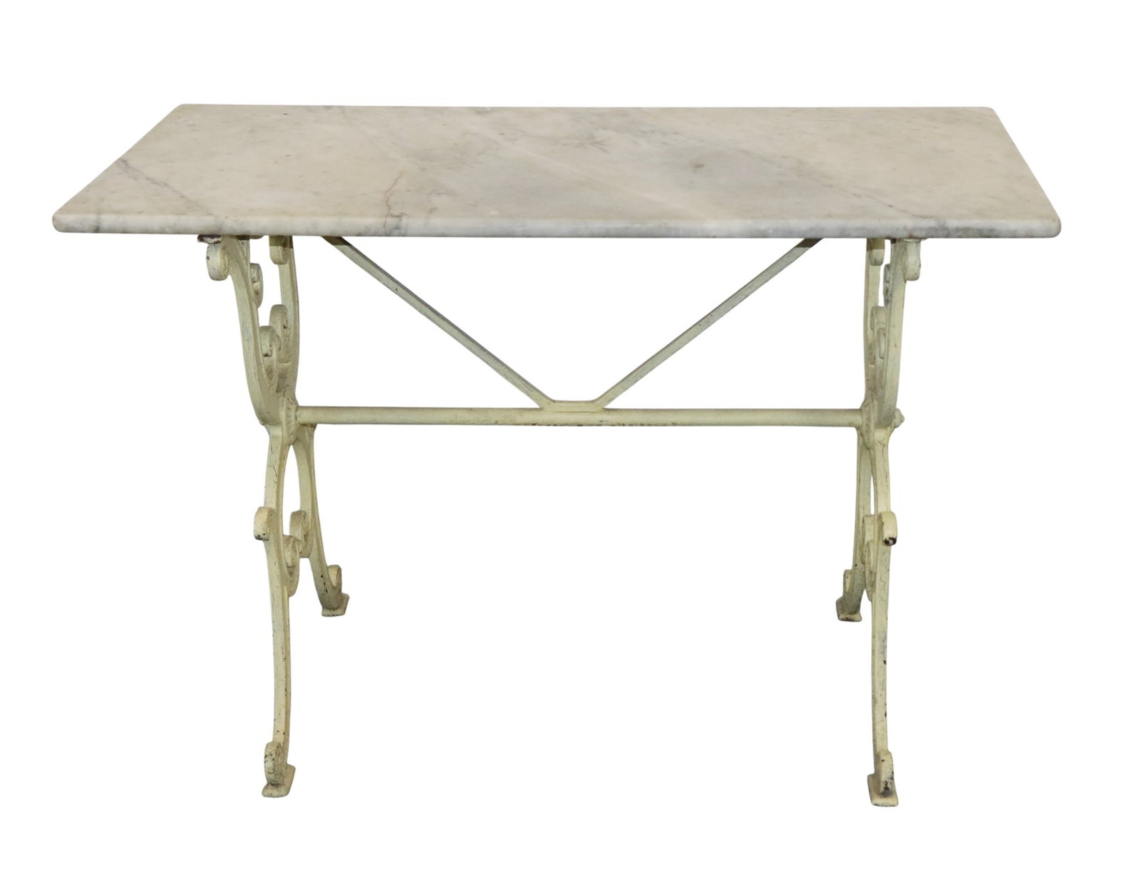 French cafe table on painted cast iron base and marble top (1 of 7)