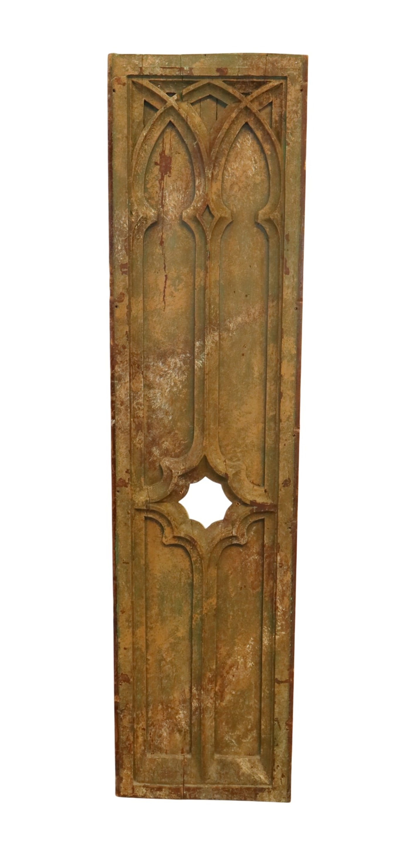 French Gothic Revival carved pine panel with painted finish (1 of 5)