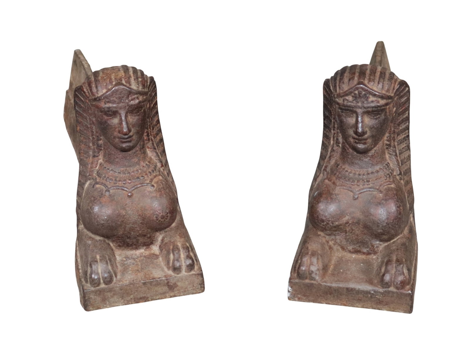 Pair of French cast iron log holder fire dogs with sphinx (1 of 7)