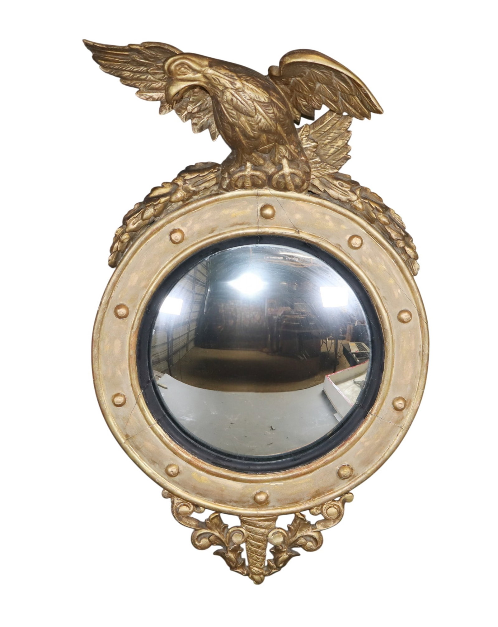 Gilt convex Federal mirror with eagle (1 of 6)