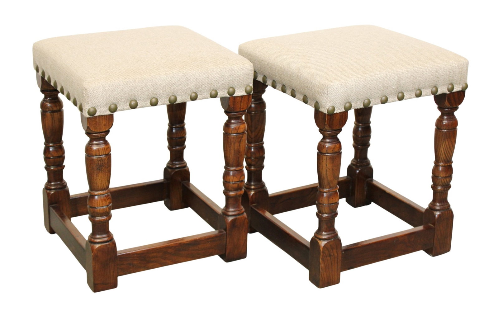 Pair of English bench made stools in oak (1 of 5)