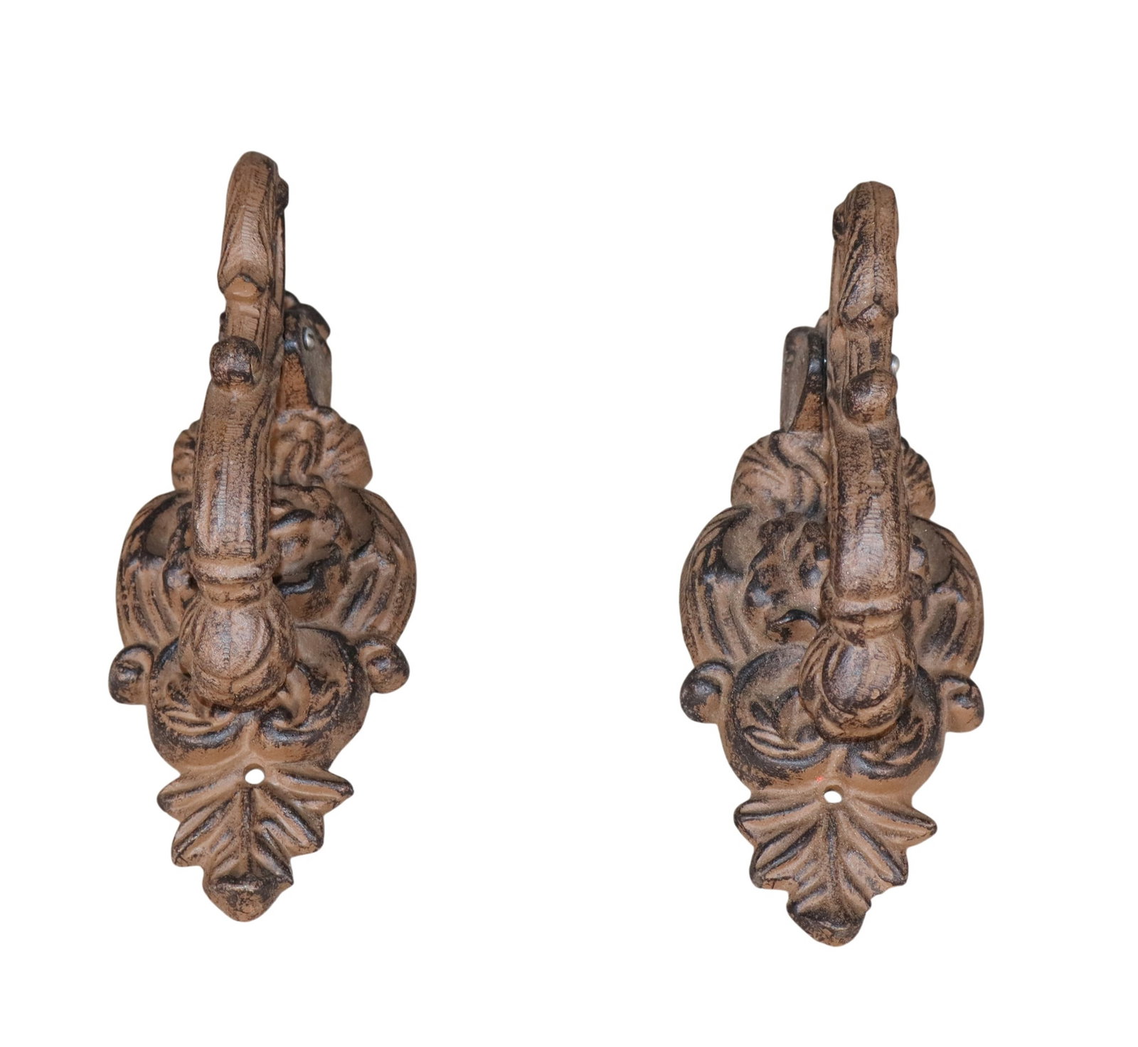 Lot of 2 cast iron door knockers with rose back plates (1 of 5)